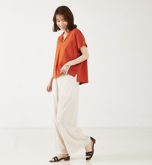 abahouse mavie「シルケットダブルVネックフレンチプルオーバー」|Tシャツ・カットソー|