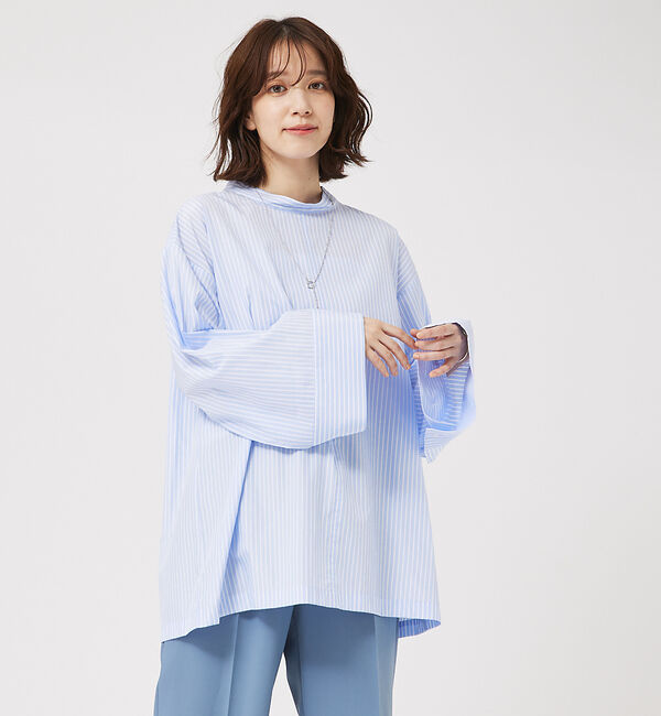 abahouse mavie「ワイドスリーブ2WAYシャツ」|シャツ・ブラウス|ブルー系その他1