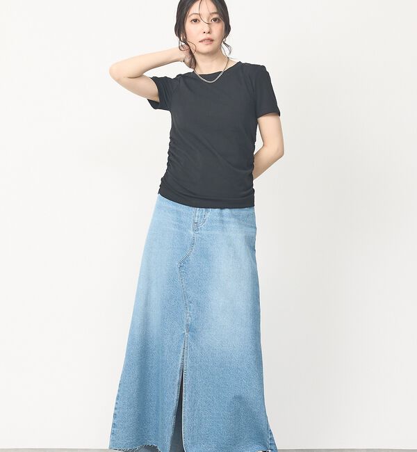 abahouse mavie「【ウエスト細見え】サイドギャザーTシャツ【予約】」|Tシャツ・カットソー|