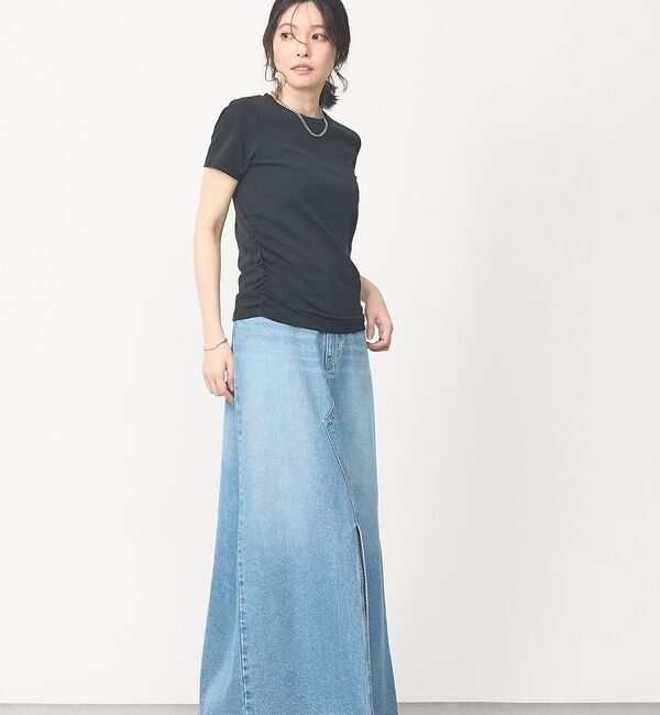 abahouse mavie「【ウエスト細見え】サイドギャザーTシャツ【予約】」|Tシャツ・カットソー|