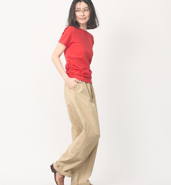 abahouse mavie「【ウエスト細見え】サイドギャザーTシャツ【予約】」|Tシャツ・カットソー|