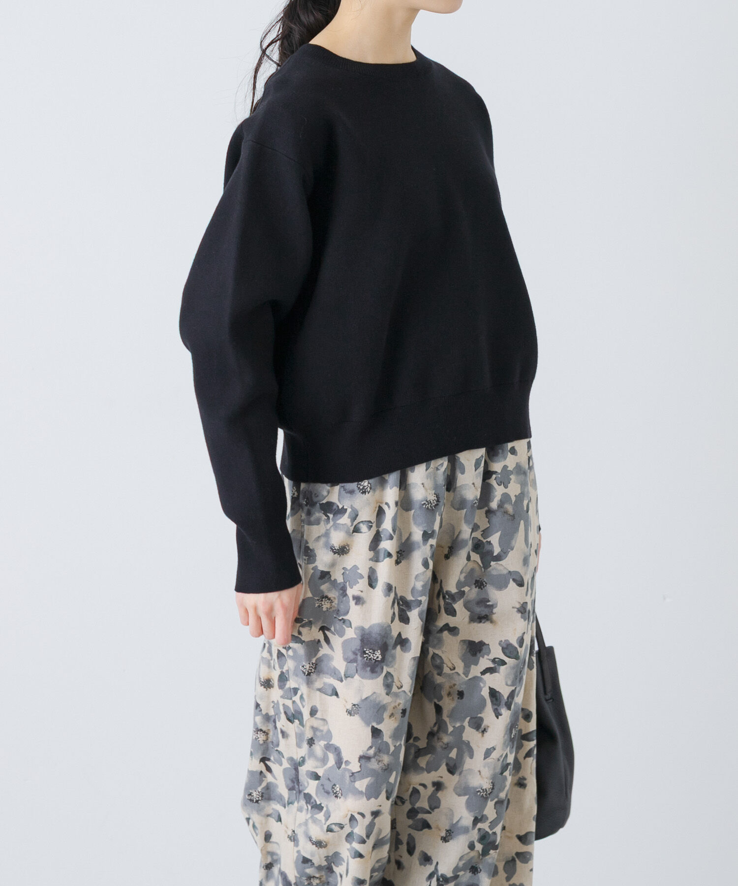 かぐれ「コットンカシミヤスムースプルオーバー」|ニット・セーター|ブラック