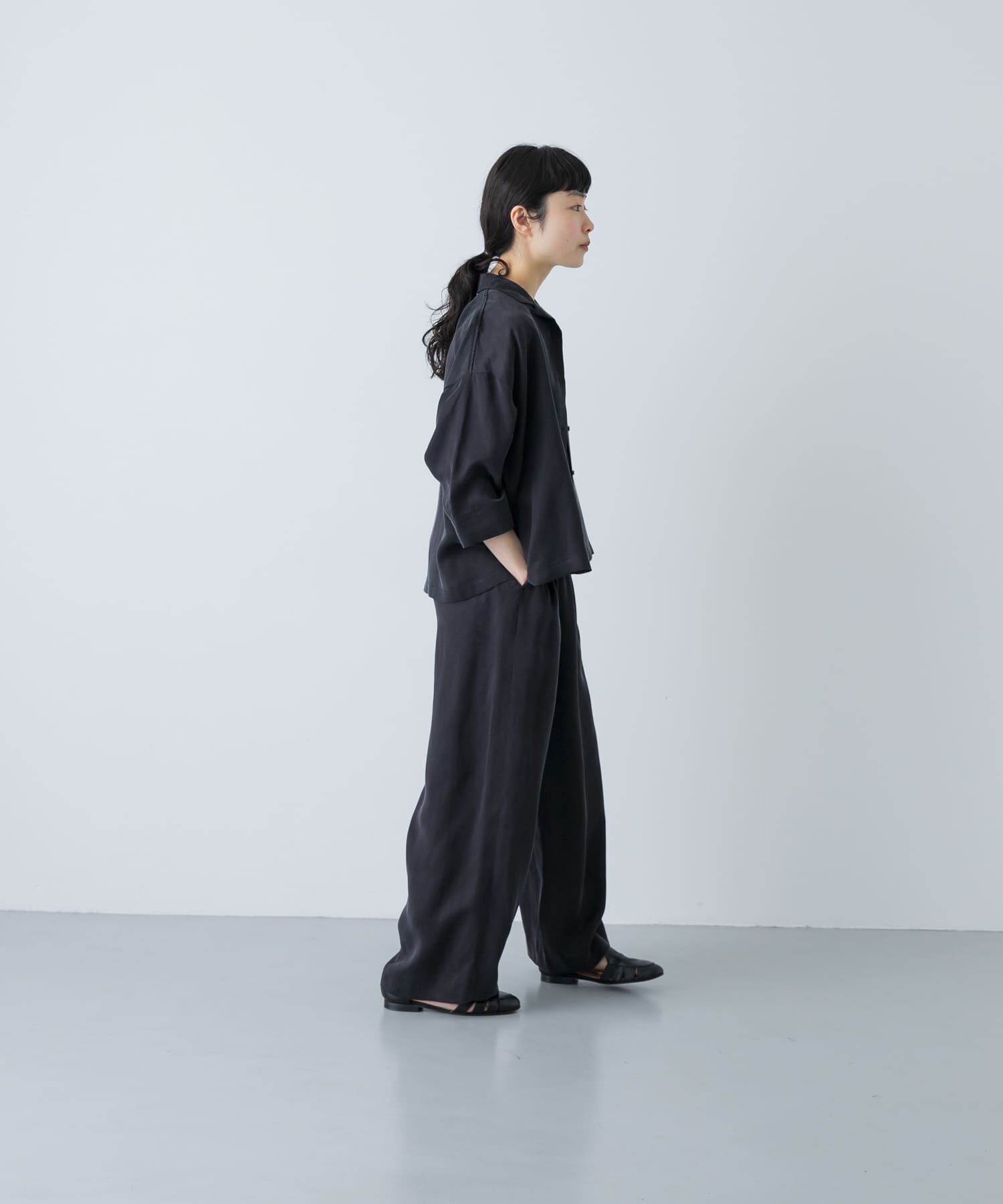 かぐれ「キュプラオープンカラーシャツ」|シャツ・ブラウス|