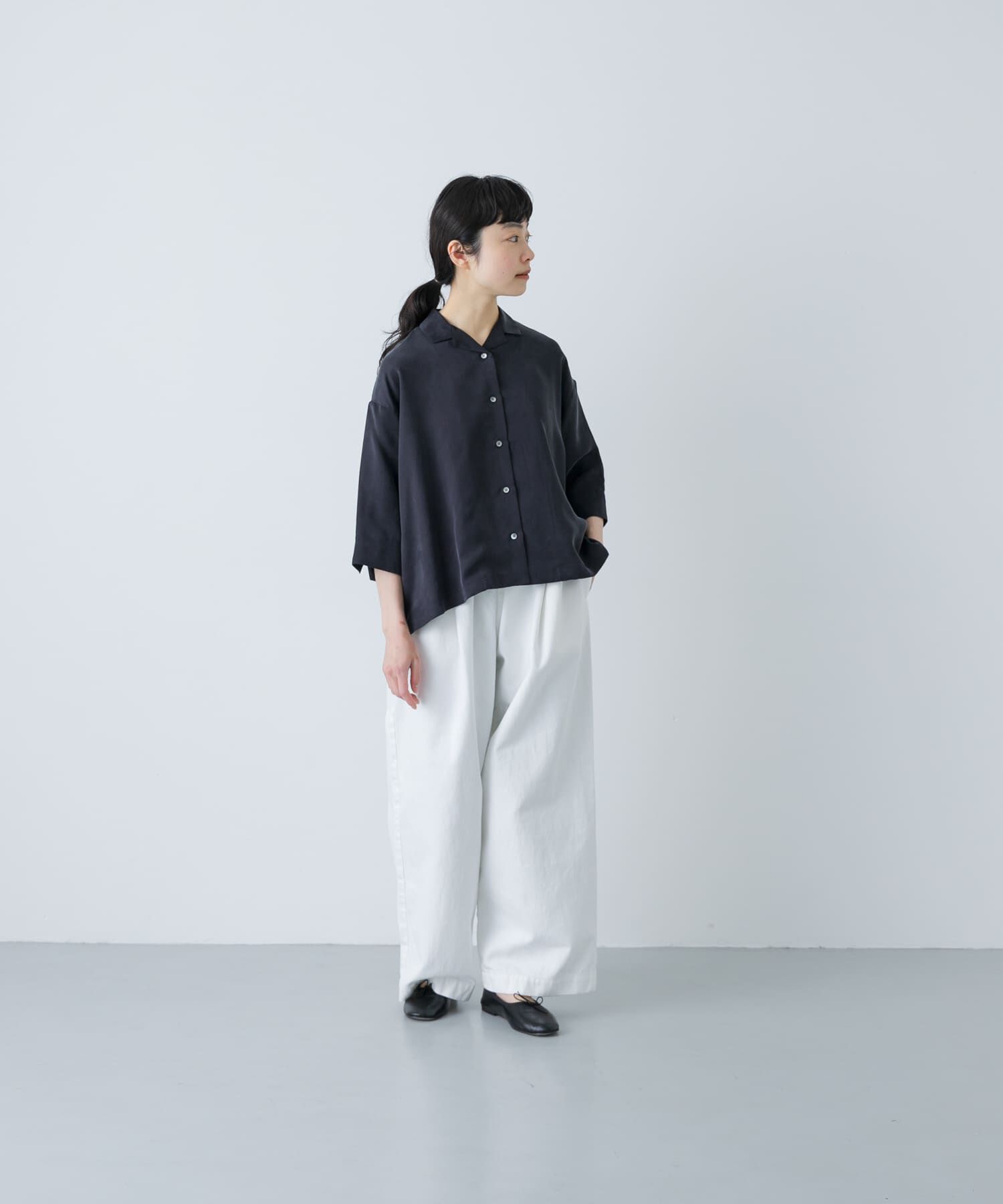 かぐれ「キュプラオープンカラーシャツ」|シャツ・ブラウス|