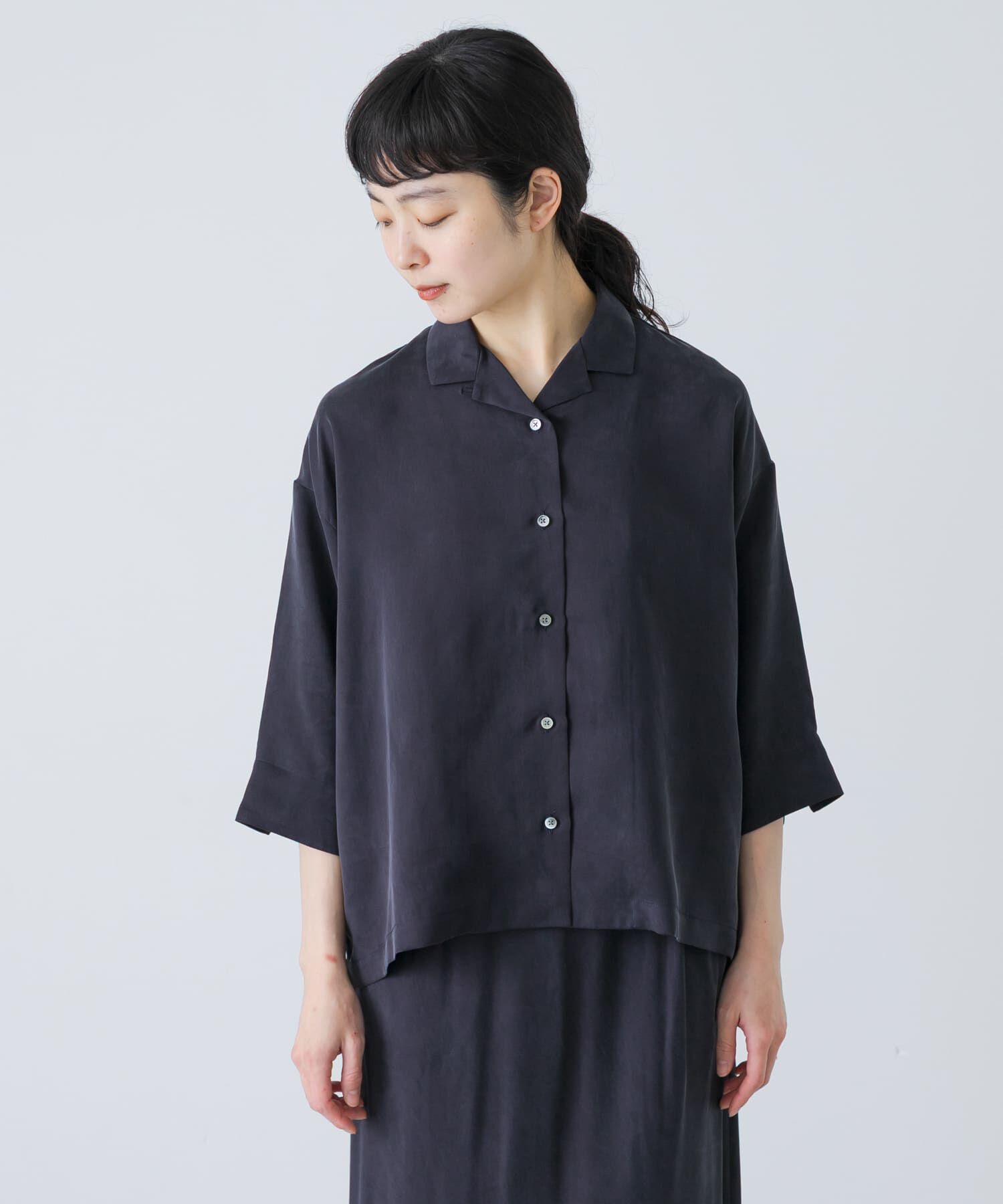 かぐれ「キュプラオープンカラーシャツ」|シャツ・ブラウス|