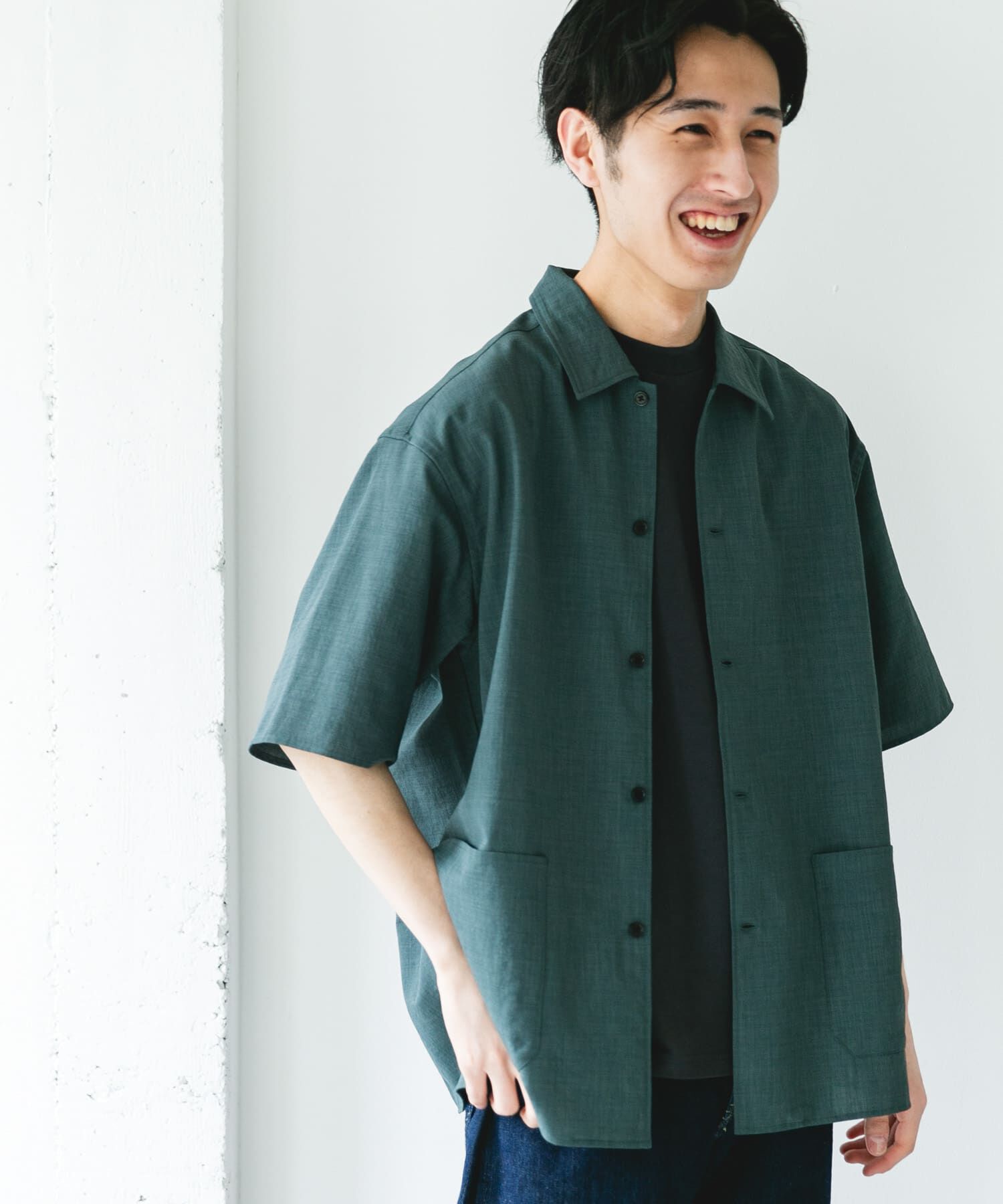 URBAN RESEARCH DOORS「クイックドライショートスリーブシャツカバーオール」|その他|グリーン