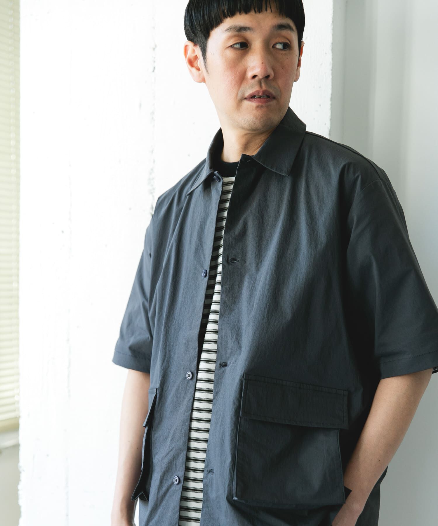 URBAN RESEARCH DOORS「『UVｶｯﾄ/接触冷感/吸水速乾』ｽﾄﾚｯﾁｸﾛｽ ﾋﾞｯｸﾞﾎﾟｹｯﾄ  」|シャツ・ブラウス|