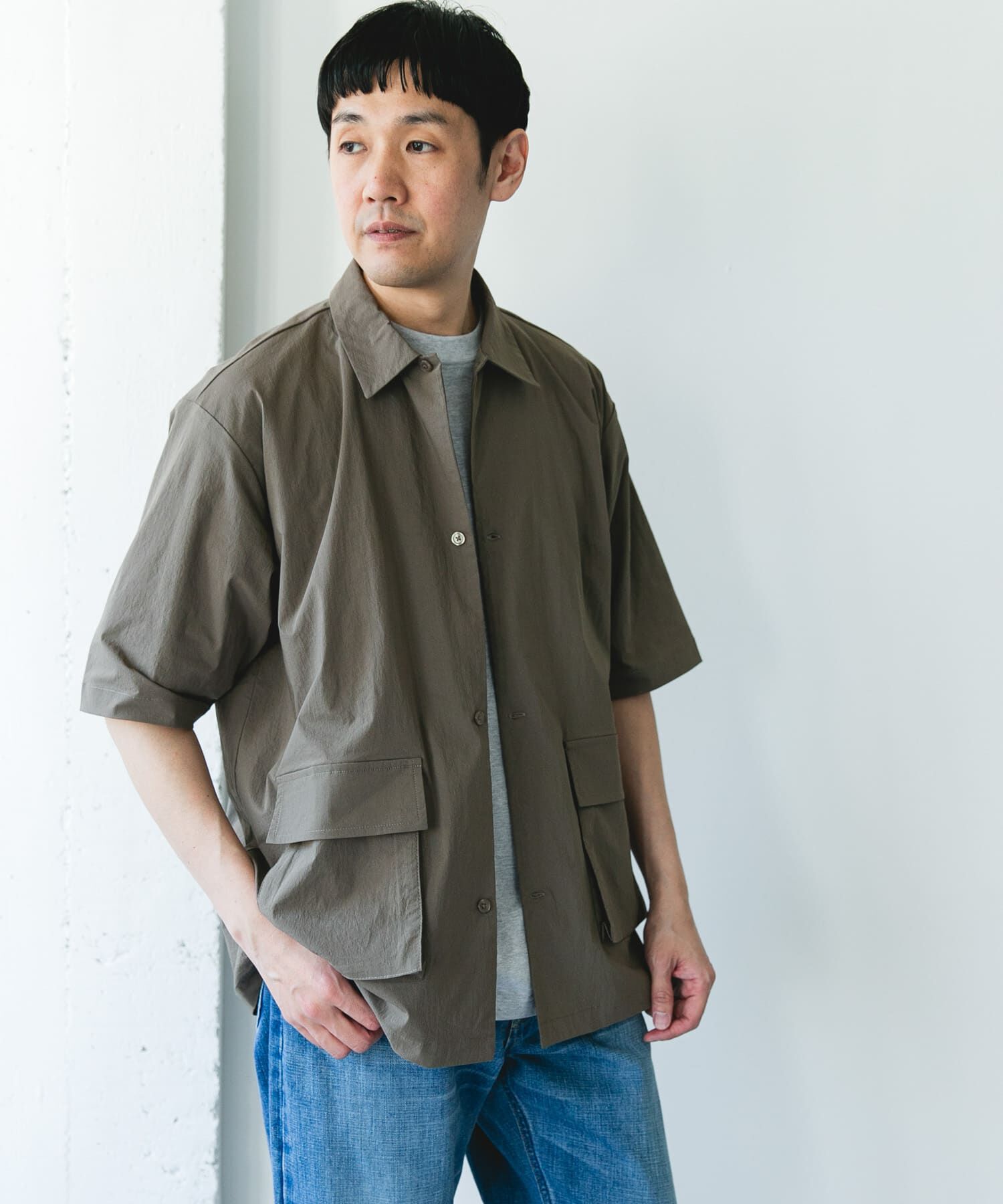 URBAN RESEARCH DOORS「『UVｶｯﾄ/接触冷感/吸水速乾』ｽﾄﾚｯﾁｸﾛｽ ﾋﾞｯｸﾞﾎﾟｹｯﾄ  」|シャツ・ブラウス|