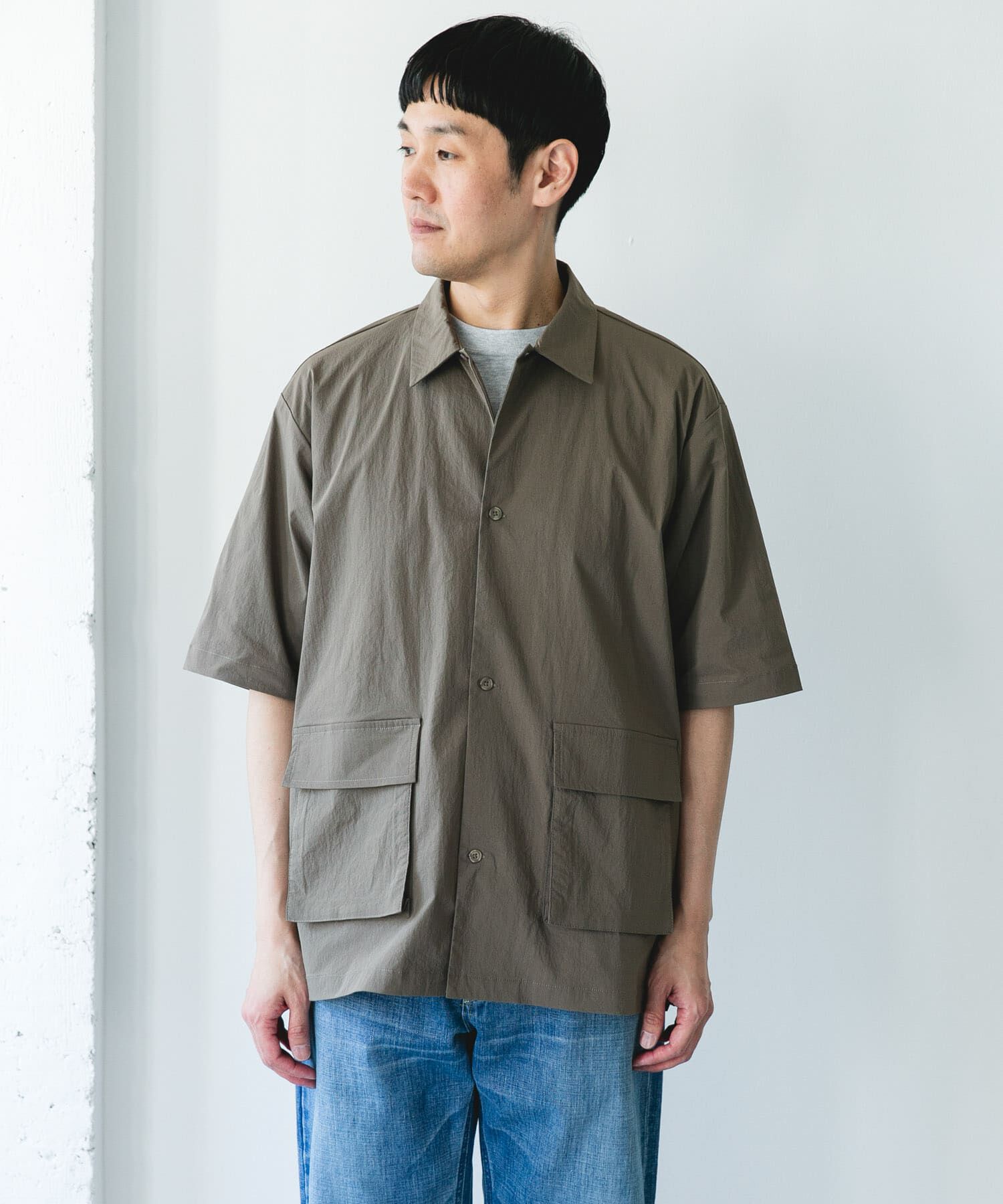 URBAN RESEARCH DOORS「『UVｶｯﾄ/接触冷感/吸水速乾』ｽﾄﾚｯﾁｸﾛｽ ﾋﾞｯｸﾞﾎﾟｹｯﾄ  」|シャツ・ブラウス|