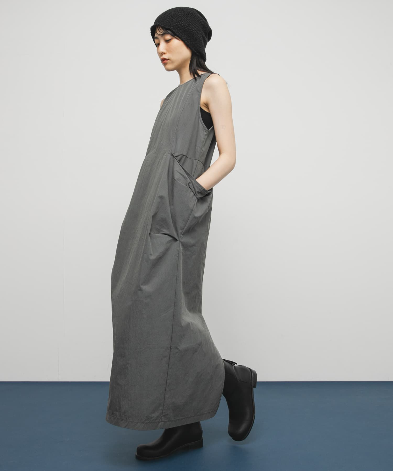  「ポケットディティールコクーンワンピース」|ワンピース|チャコールグレー