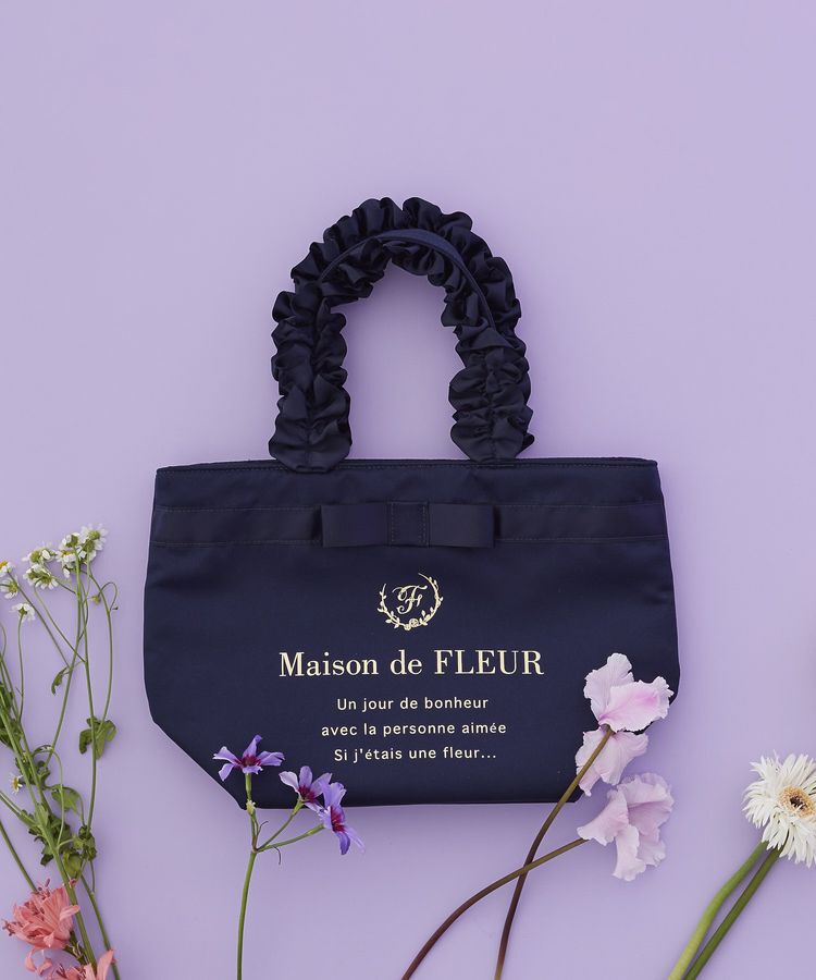 Maison de FLEUR「【Sサイズ】ブランドロゴフリルハンドルトートSバッグ」|トートバッグ|ネイビー