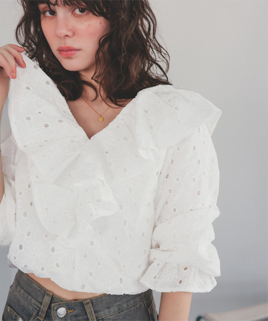 titivate「コットンレースフリルブラウス」|シャツ・ブラウス|オフホワイト