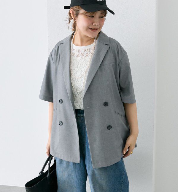  「【＠noricorico102】ハーフスリーブダブルデザインテーラードジャケット」|テーラードジャケット|