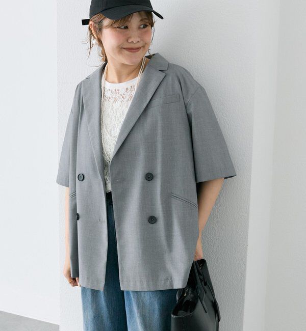  「【＠noricorico102】ハーフスリーブダブルデザインテーラードジャケット」|テーラードジャケット|