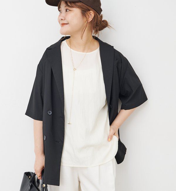  「【＠noricorico102】ハーフスリーブダブルデザインテーラードジャケット」|テーラードジャケット|