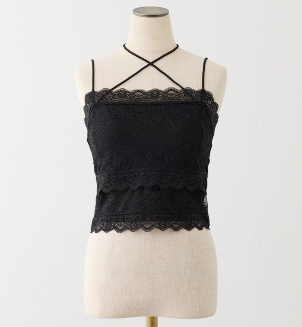  「カップ付きレースキャミソール」|プルオーバー|ブラック