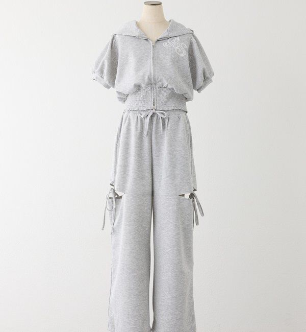  「【セットアップ可能】バックロゴ刺繍サイドカットラメスウェットパンツ」|その他|