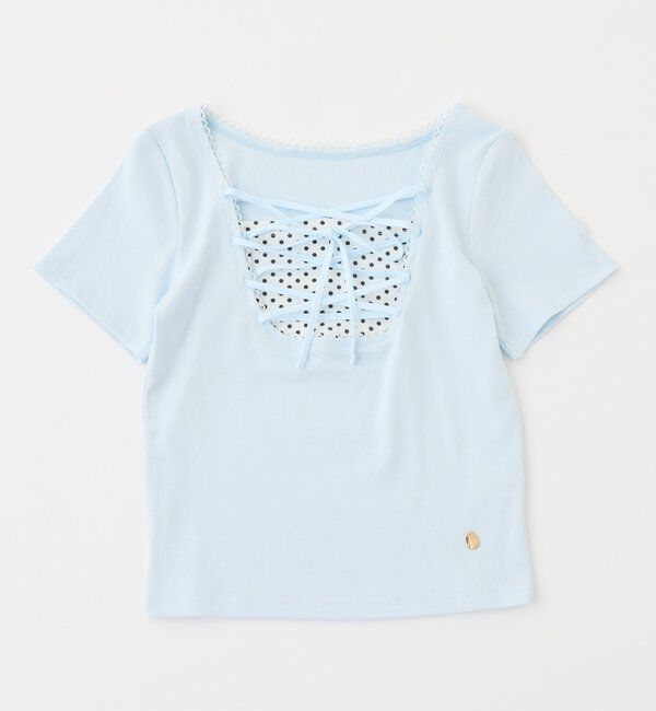  「レースアップテレコトップス」|プルオーバー|サックスブルー