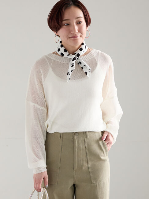 Te chichi「【WEB限定カラーあり】ペーパータッチヤーン2wayメッシュニット」|ニット・セーター|オフホワイト