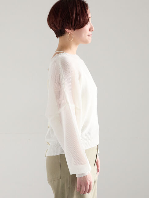 Te chichi「【WEB限定カラーあり】ペーパータッチヤーン2wayメッシュニット」|ニット・セーター|