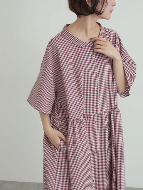 Samansa Mos2「《新色追加》ちび襟シャツワンピース【WEB限定】」|ワンピース|