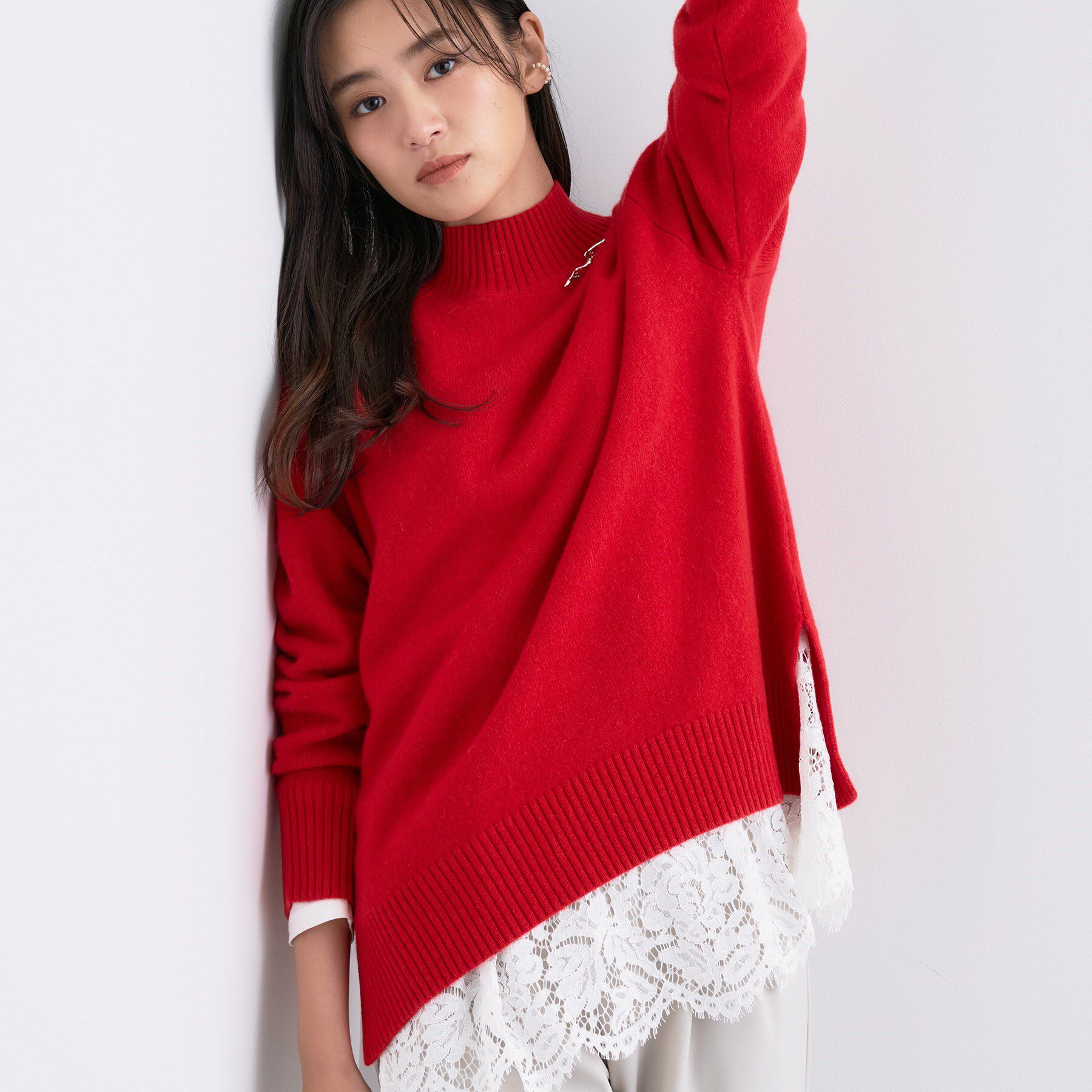 INDIVI「【冬ニット人気NO．1！／カシミヤ混】ミドルゲージハイネックニット」|ニット・セーター|