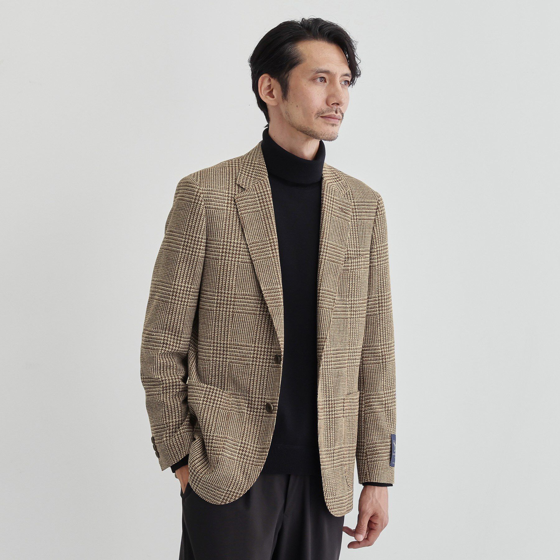 TAKEO KIKUCHI「グレンチェックプリント ジャージ ジャケット」|テーラードジャケット|