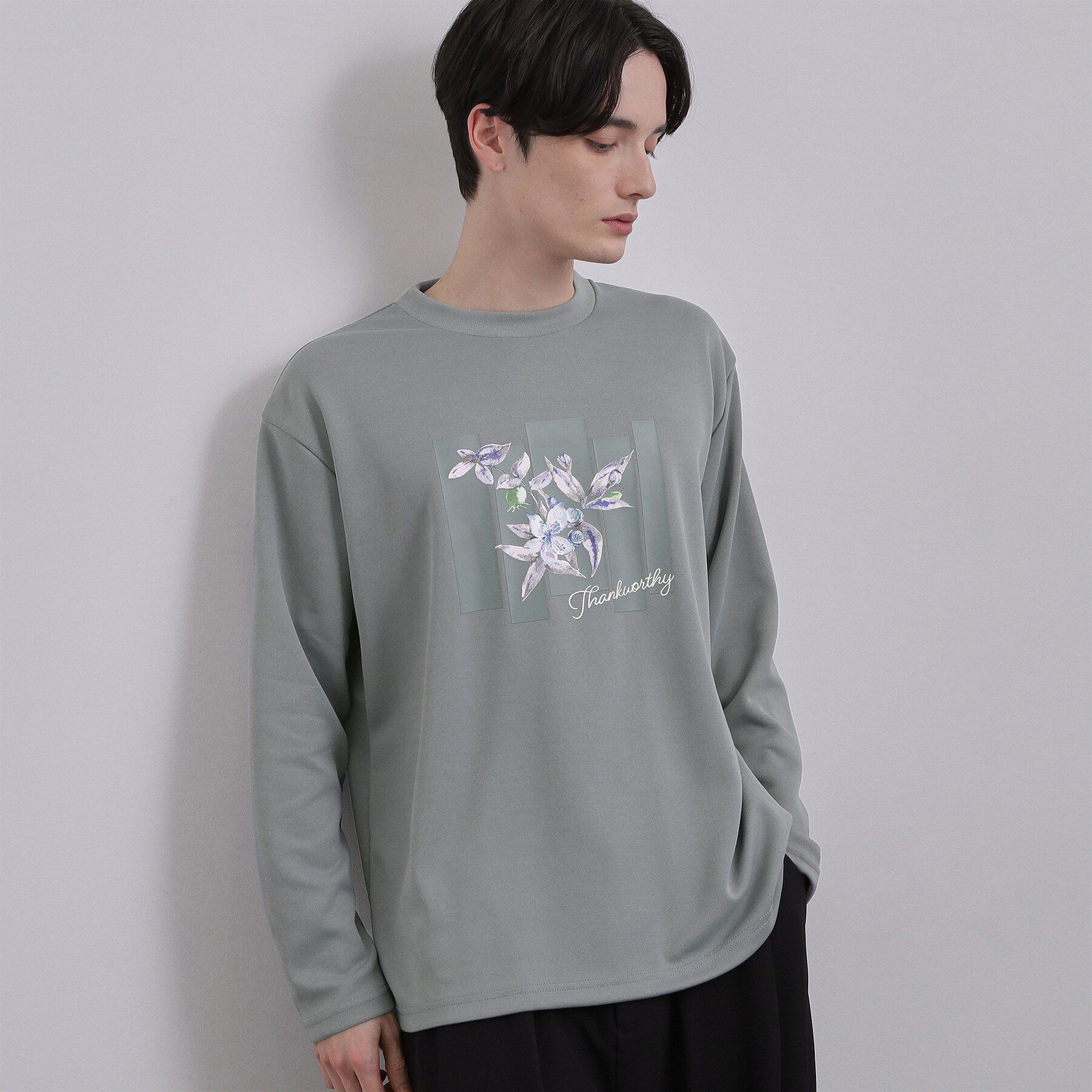 tk.TAKEO KIKUCHI「フロントフラワーカットソー」|Tシャツ・カットソー|ブルーグリーン(09