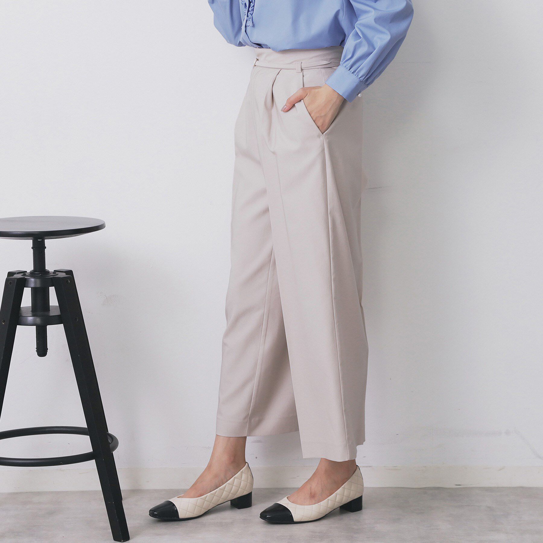 index「ベルト付きストレッチワイドパンツ【洗濯機洗い可】」|その他|