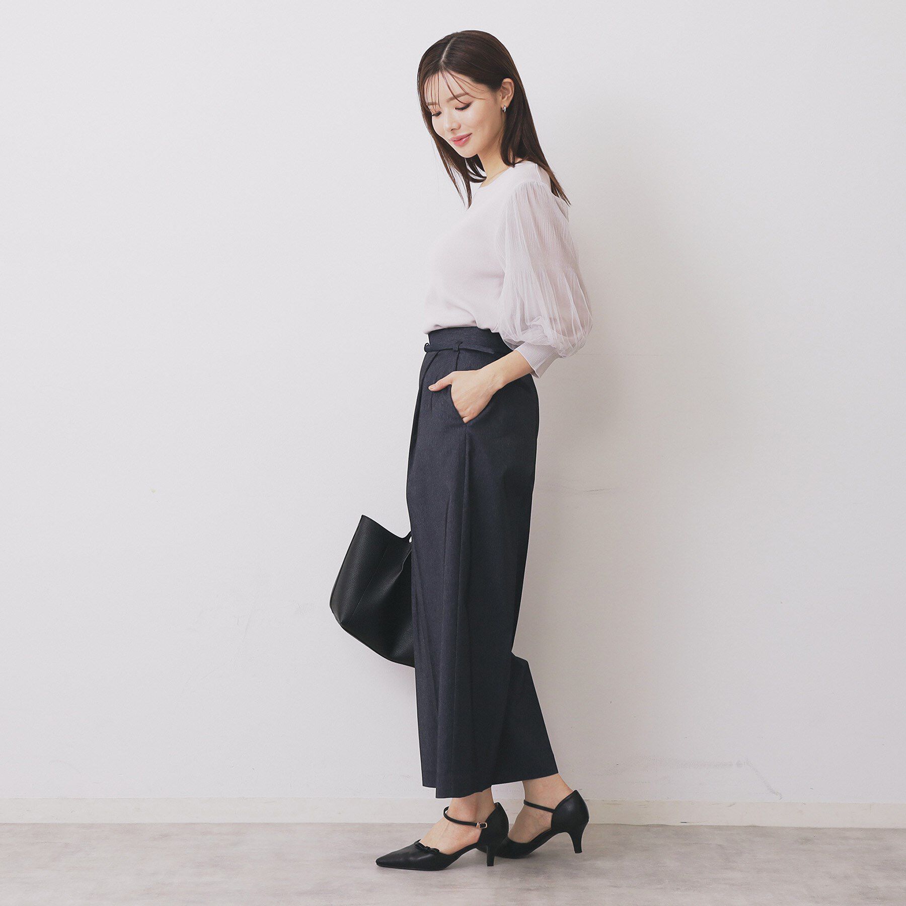 index「ベルト付きストレッチワイドパンツ【洗濯機洗い可】」|その他|