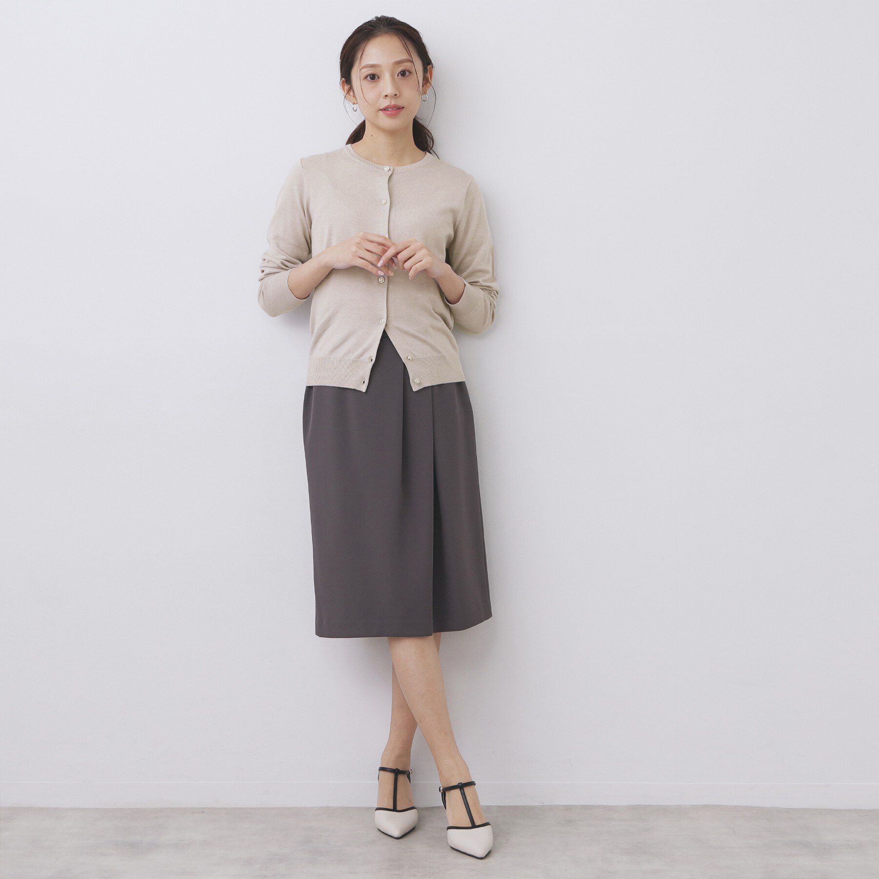 index「柄編みクルーネックカーディガン【洗濯機OK】《7col》」|カーディガン|