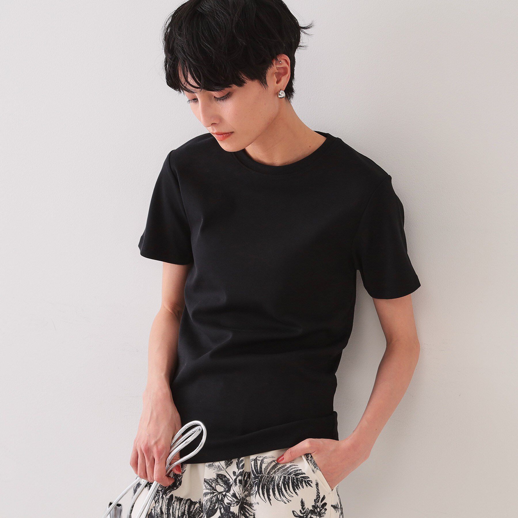 OPAQUE.CLIP「フライスベーシックTシャツ【洗濯機洗い可】」|Tシャツ・カットソー|ブラック(019)