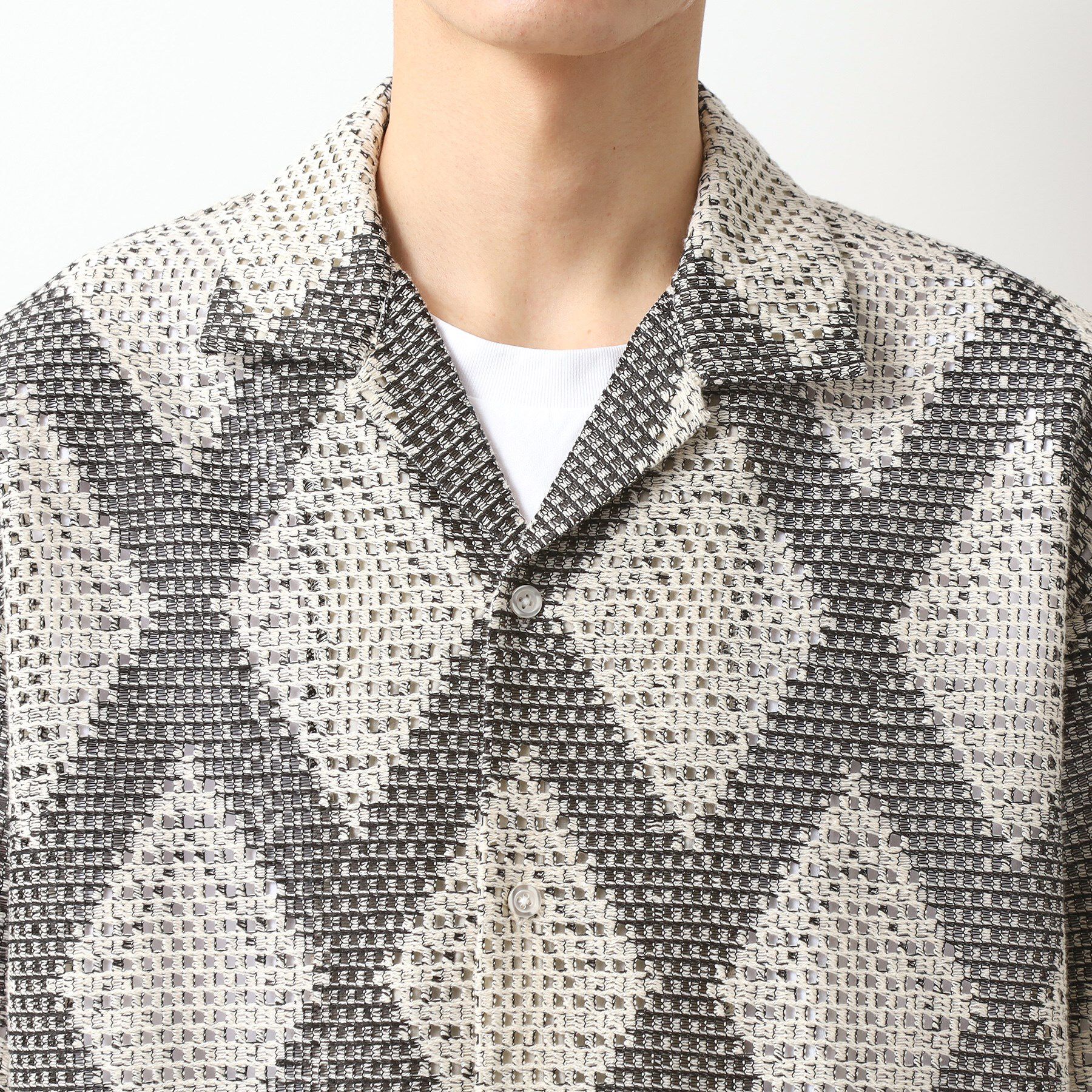 THE SHOP TK「ダイヤ柄プリント半袖シャツ【洗濯機OK/オーバーサイズ】」|シャツ・ブラウス|