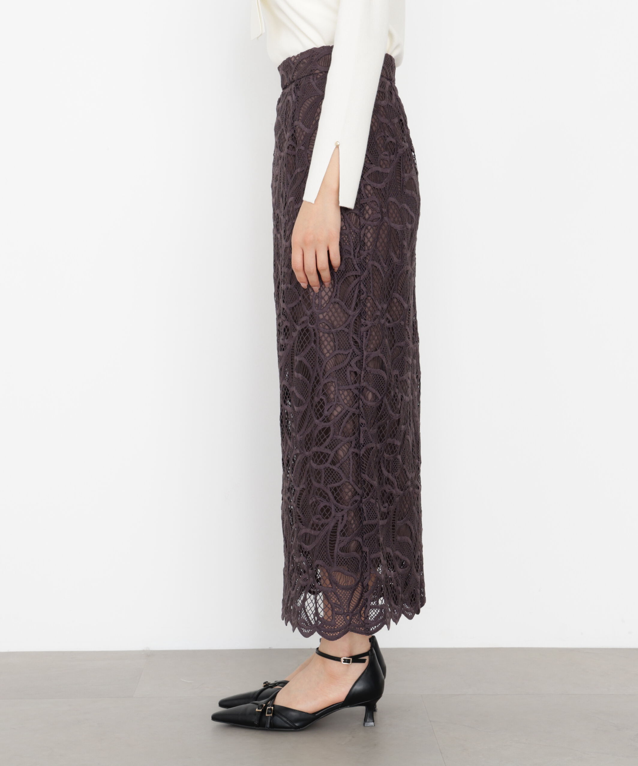 PROPORTION BODY DRESSING「ケミカルレースナロースカート 25AW」|スカート|