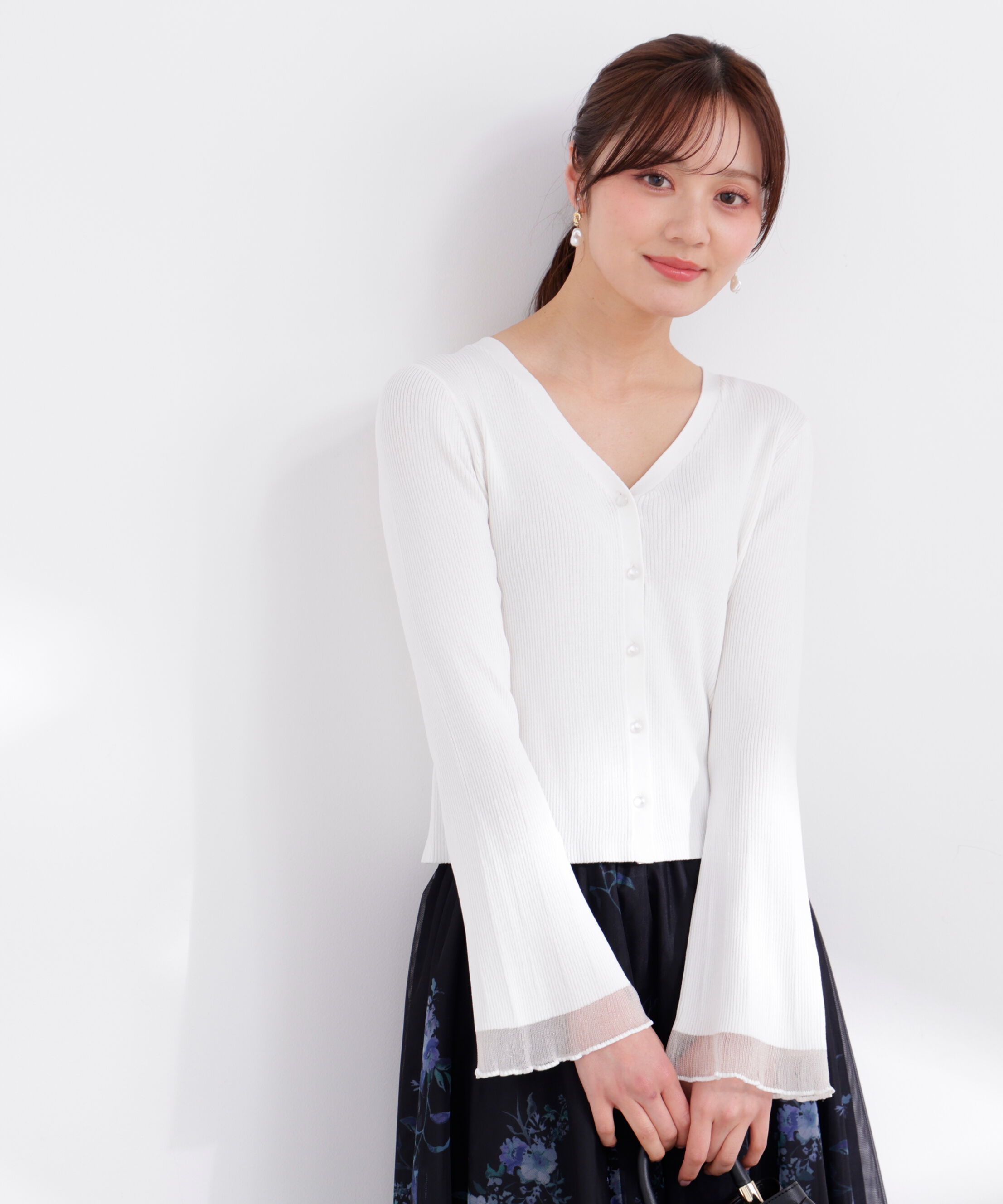 PROPORTION BODY DRESSING「部分シアーリブカーディガン 26SS」|カーディガン|