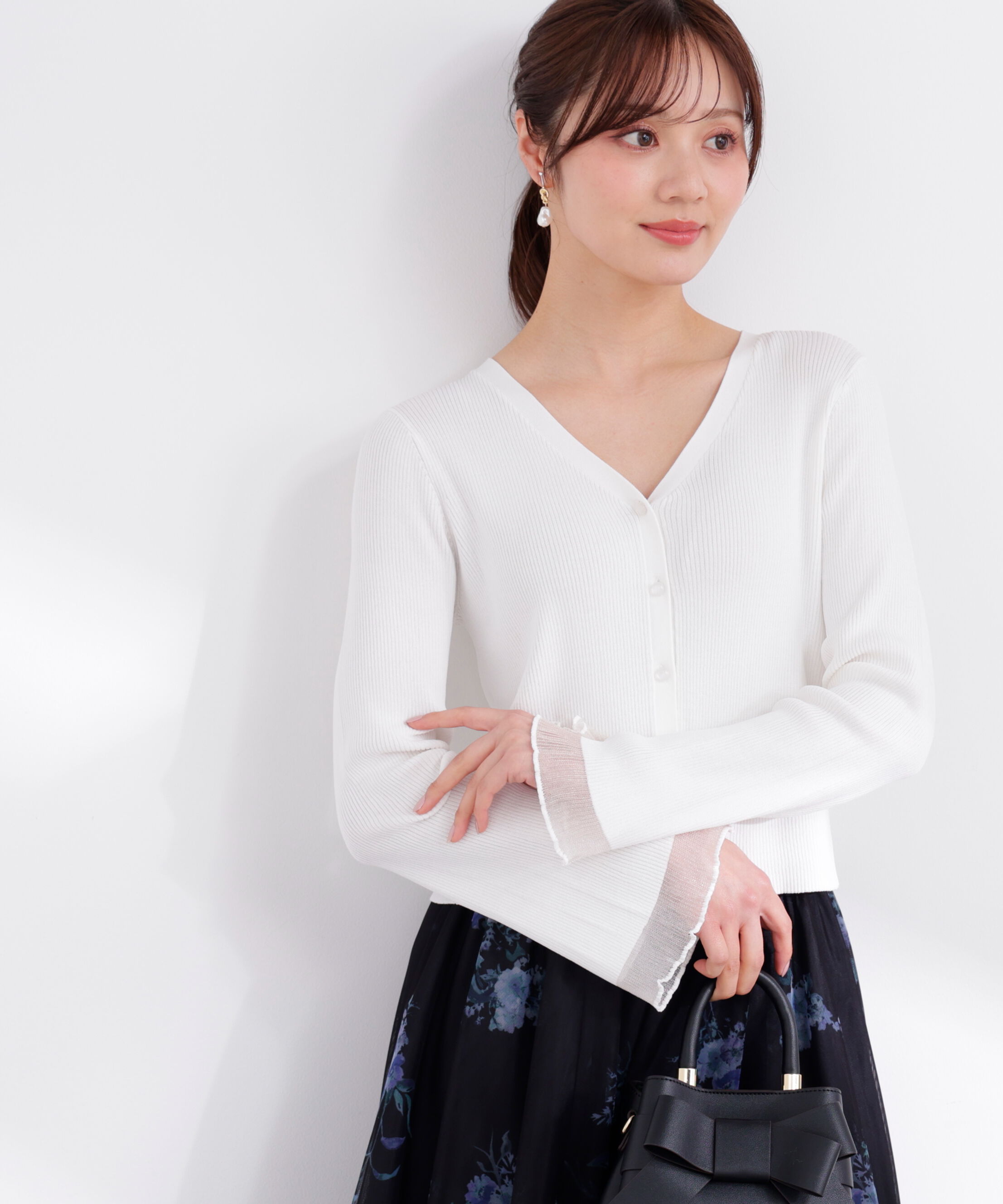 PROPORTION BODY DRESSING「部分シアーリブカーディガン 26SS」|カーディガン|