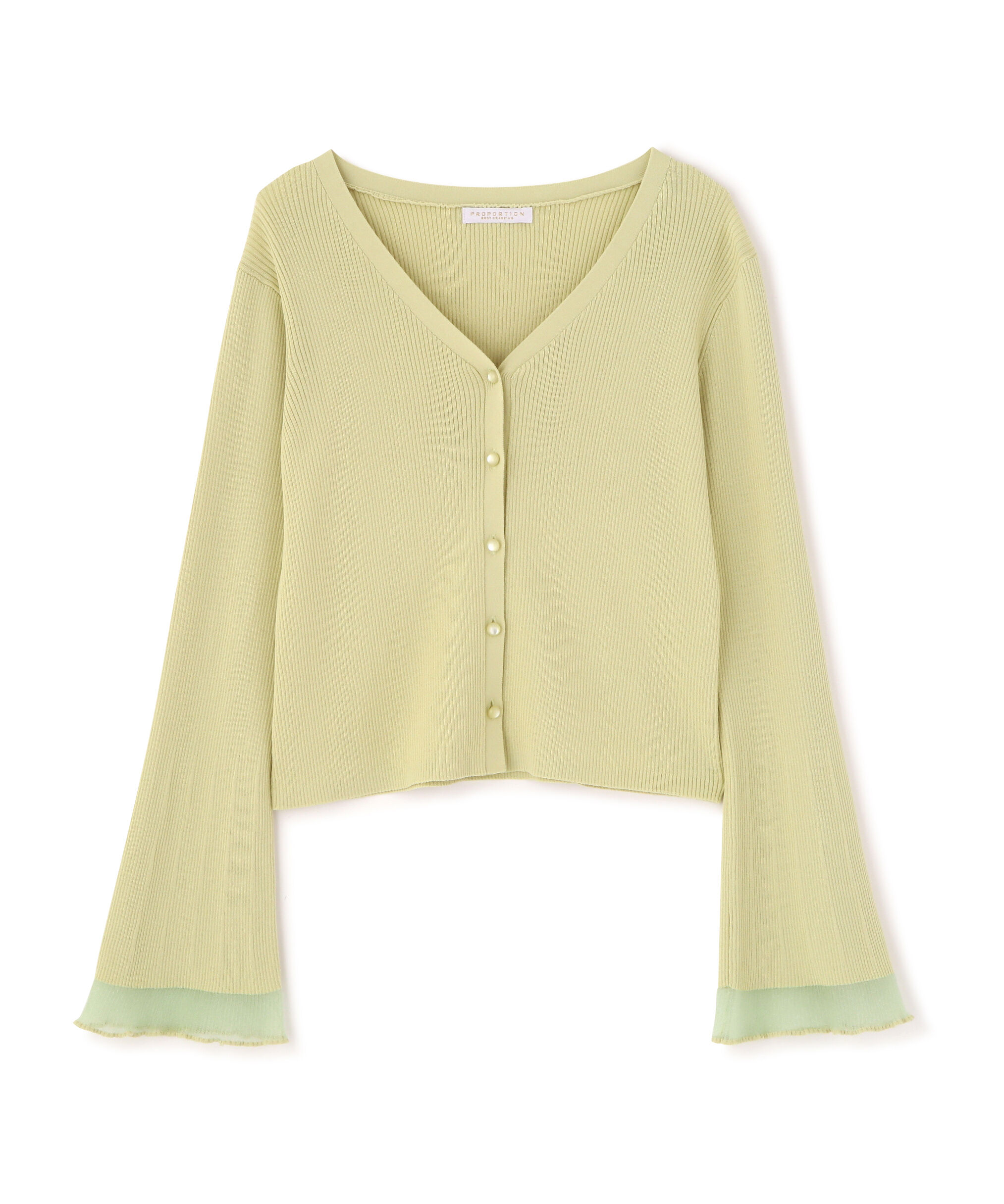 PROPORTION BODY DRESSING「部分シアーリブカーディガン 26SS」|カーディガン|