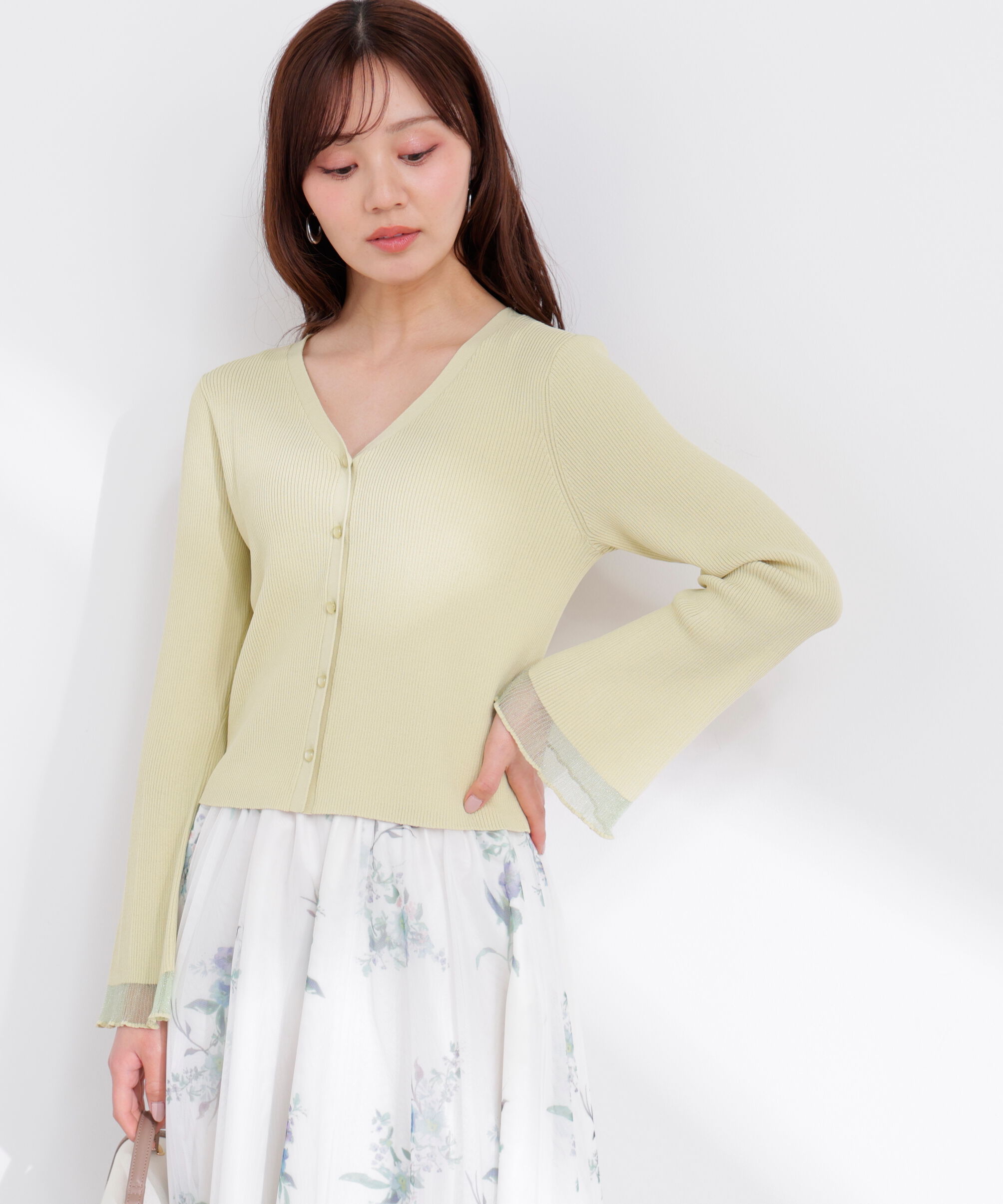 PROPORTION BODY DRESSING「部分シアーリブカーディガン 26SS」|カーディガン|