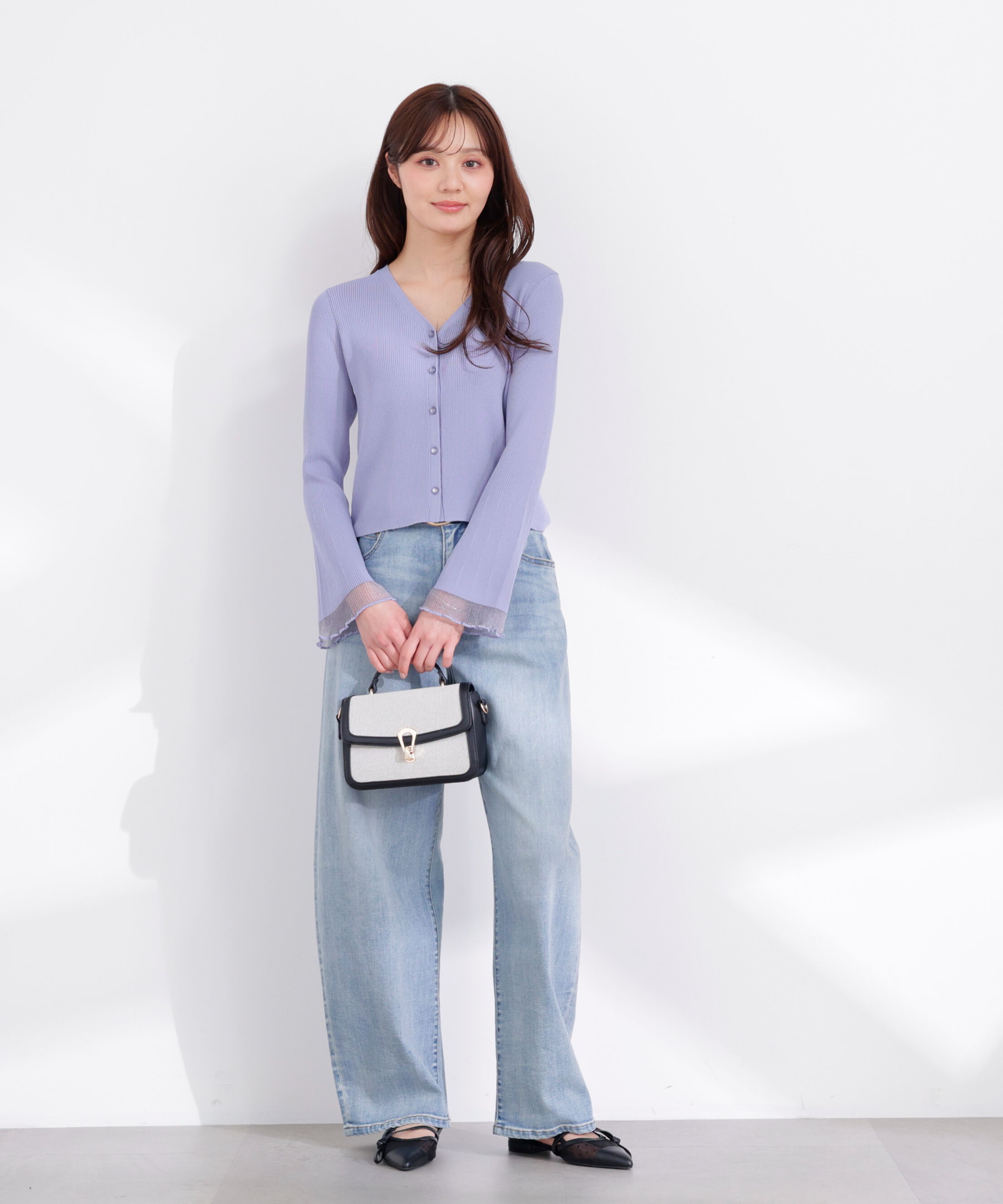 PROPORTION BODY DRESSING「部分シアーリブカーディガン 26SS」|カーディガン|