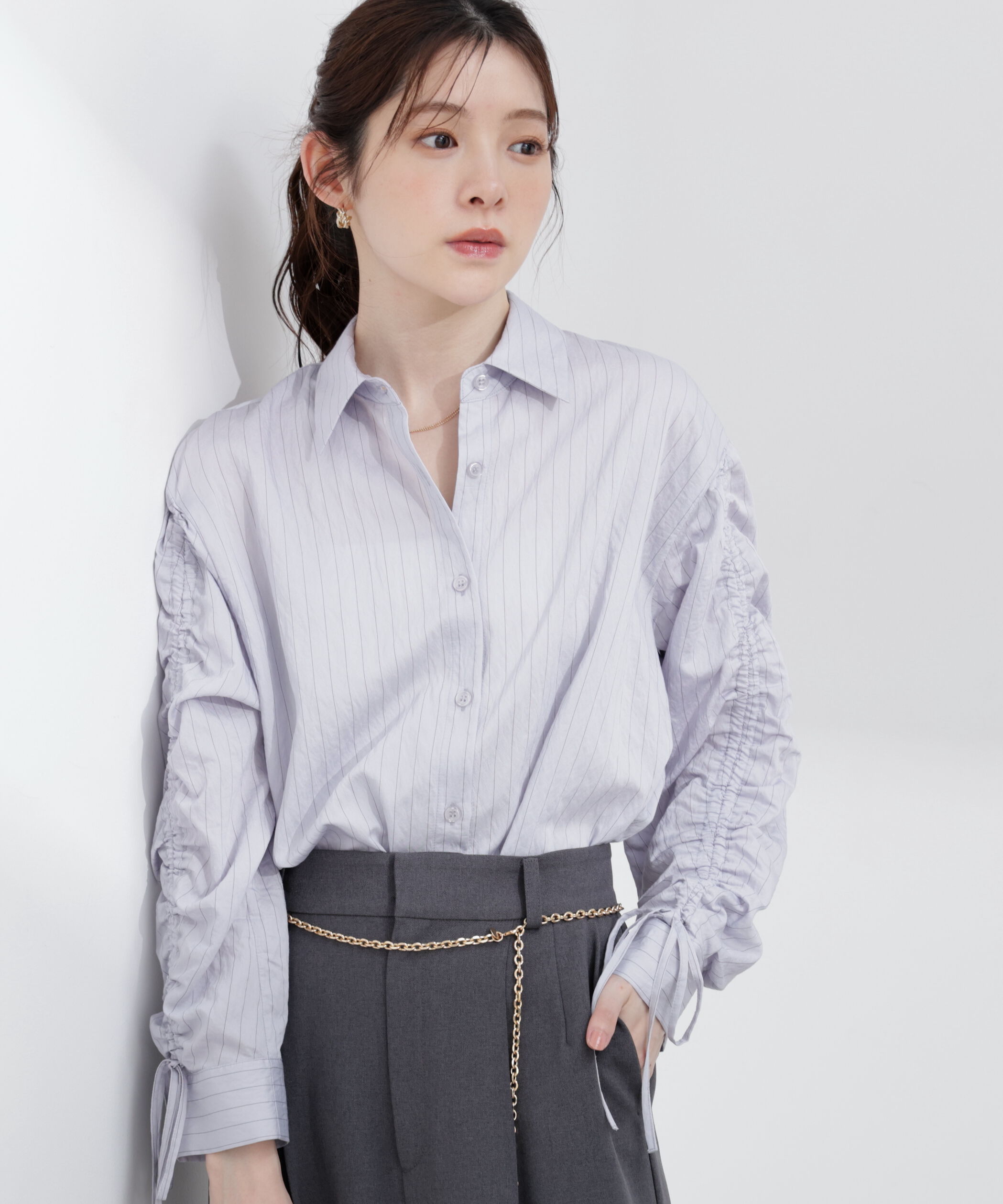 PROPORTION BODY DRESSING「〈a/mie〉ドロストスリーブシャツ 26SS」|シャツ・ブラウス|