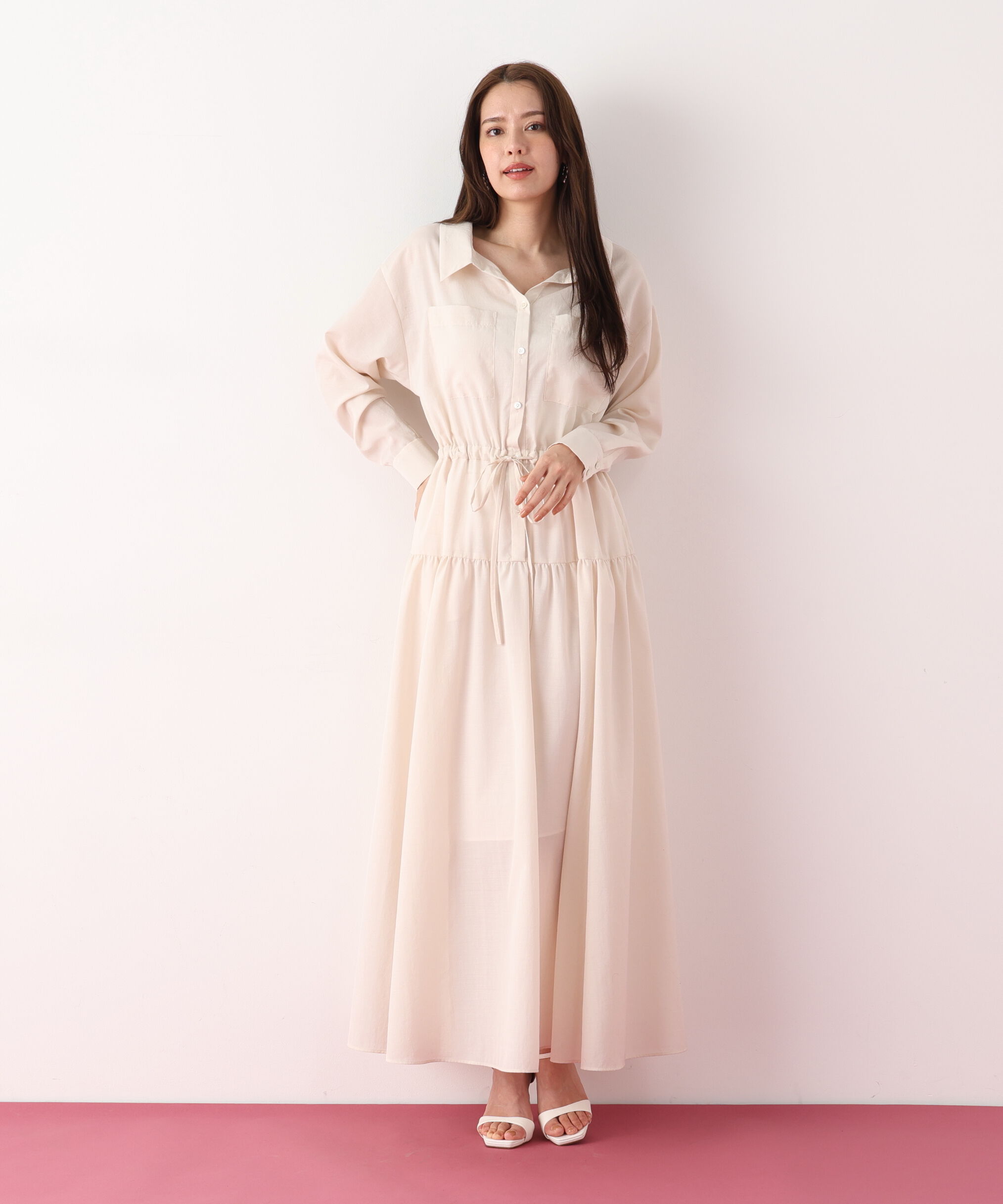  「ブライトローンロングシャツワンピース」|ワンピース|