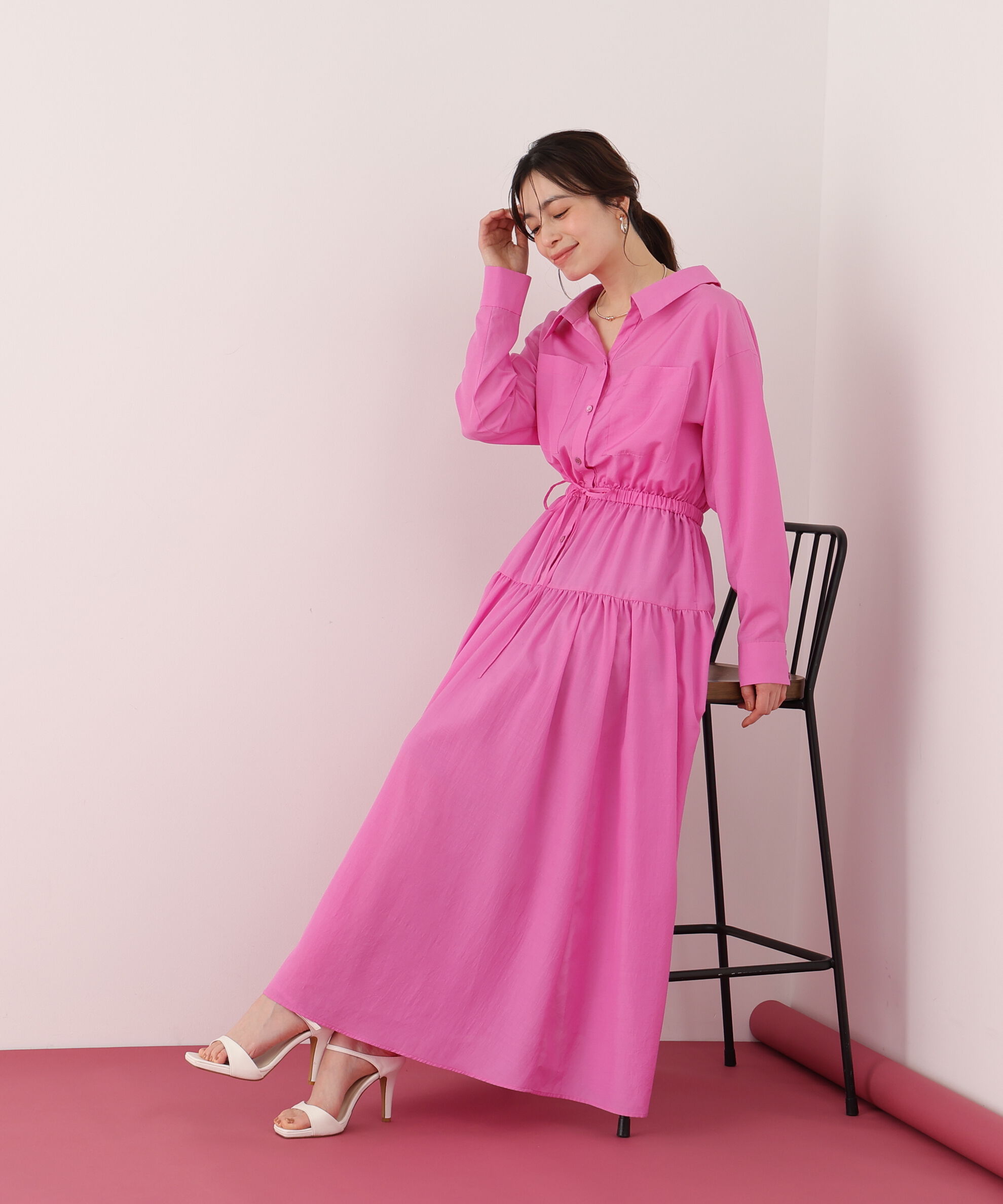  「ブライトローンロングシャツワンピース」|ワンピース|フローセント