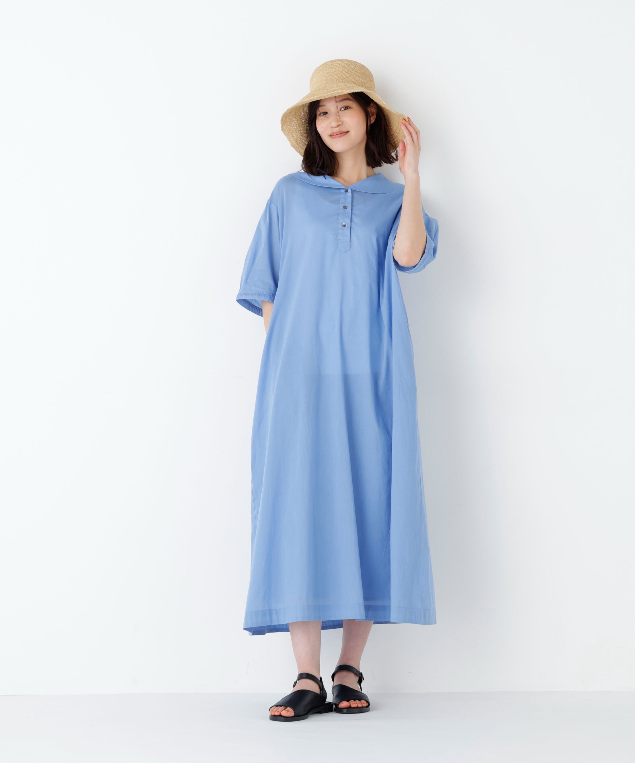  「インド刺繍セーラーカラーワンピース」|ワンピース|