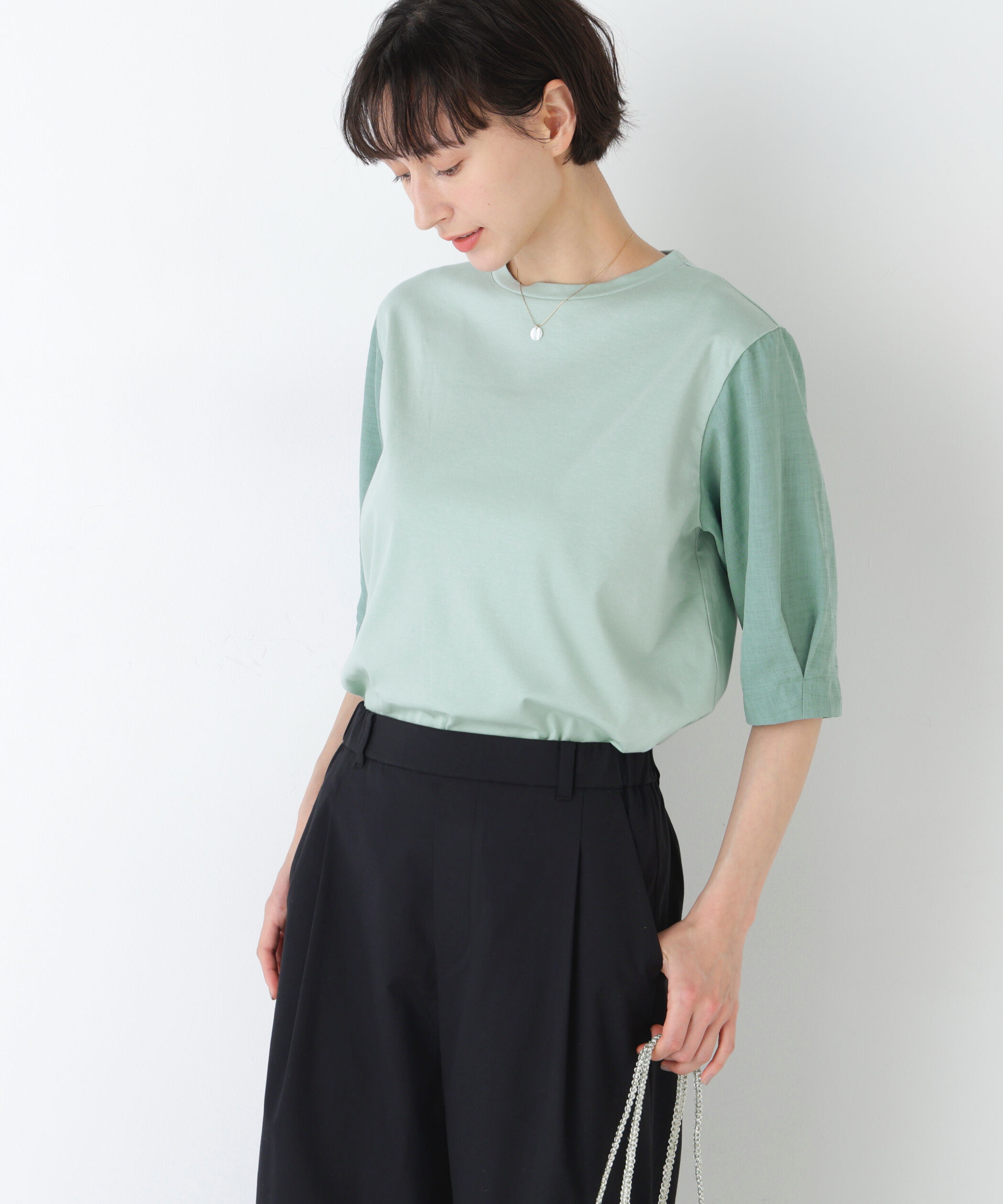  「布帛コンビカットソー」|Tシャツ・カットソー|