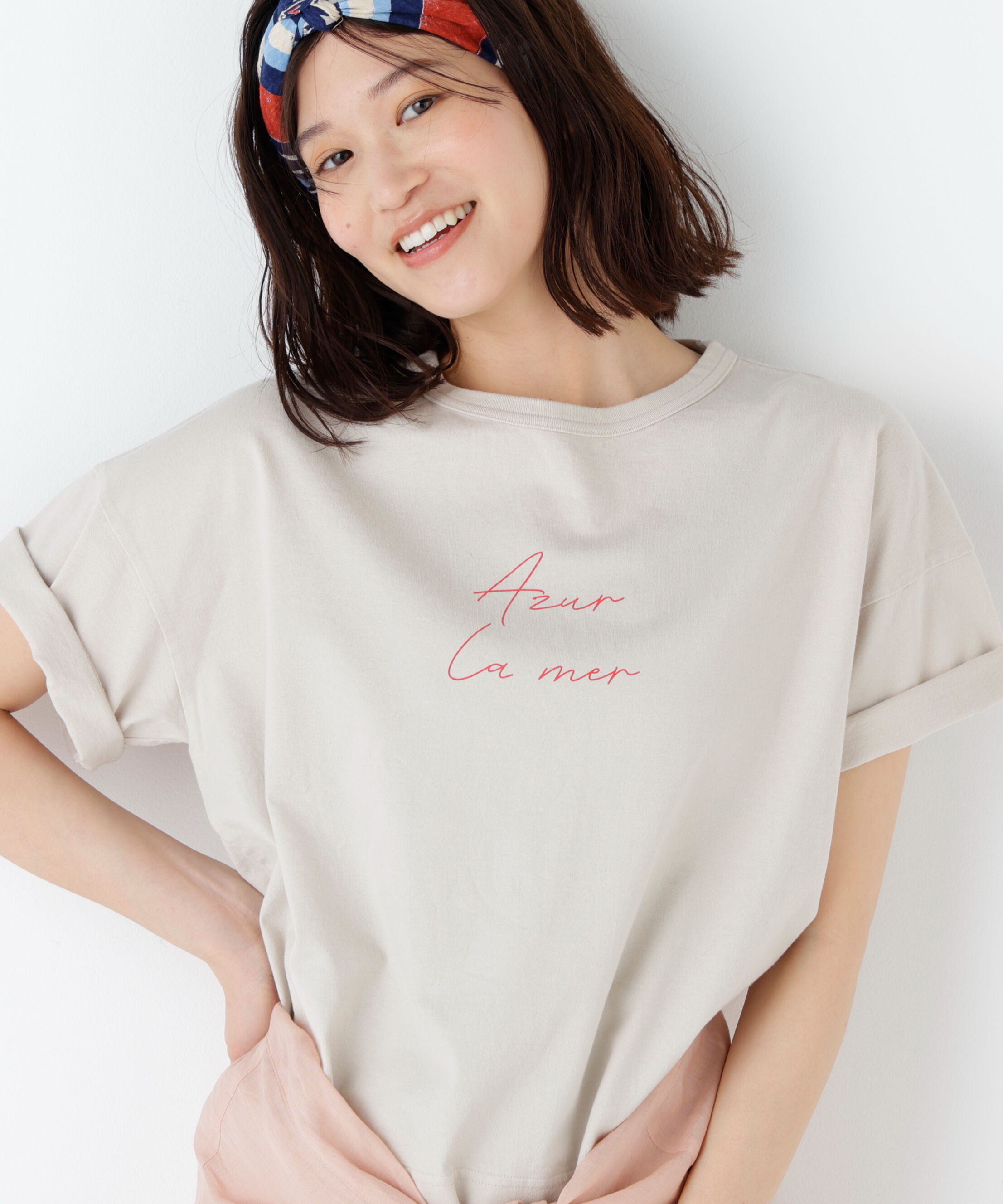  「ａｚｕｒｅｌａ　ｍｅｒ　ロゴＴシャツ」|Tシャツ・カットソー|ベージュ
