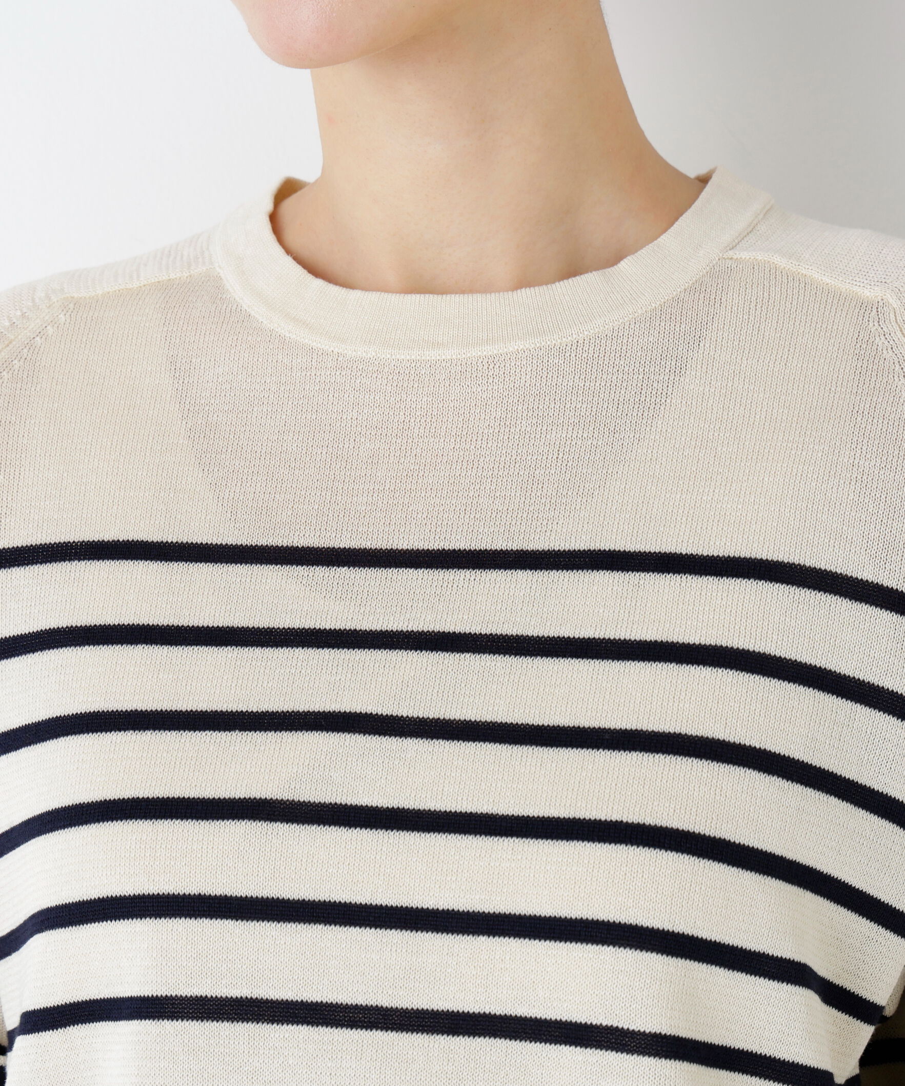  「ハイゲージギマ　クルーネックラグランプルオーバー」|ニット・セーター|