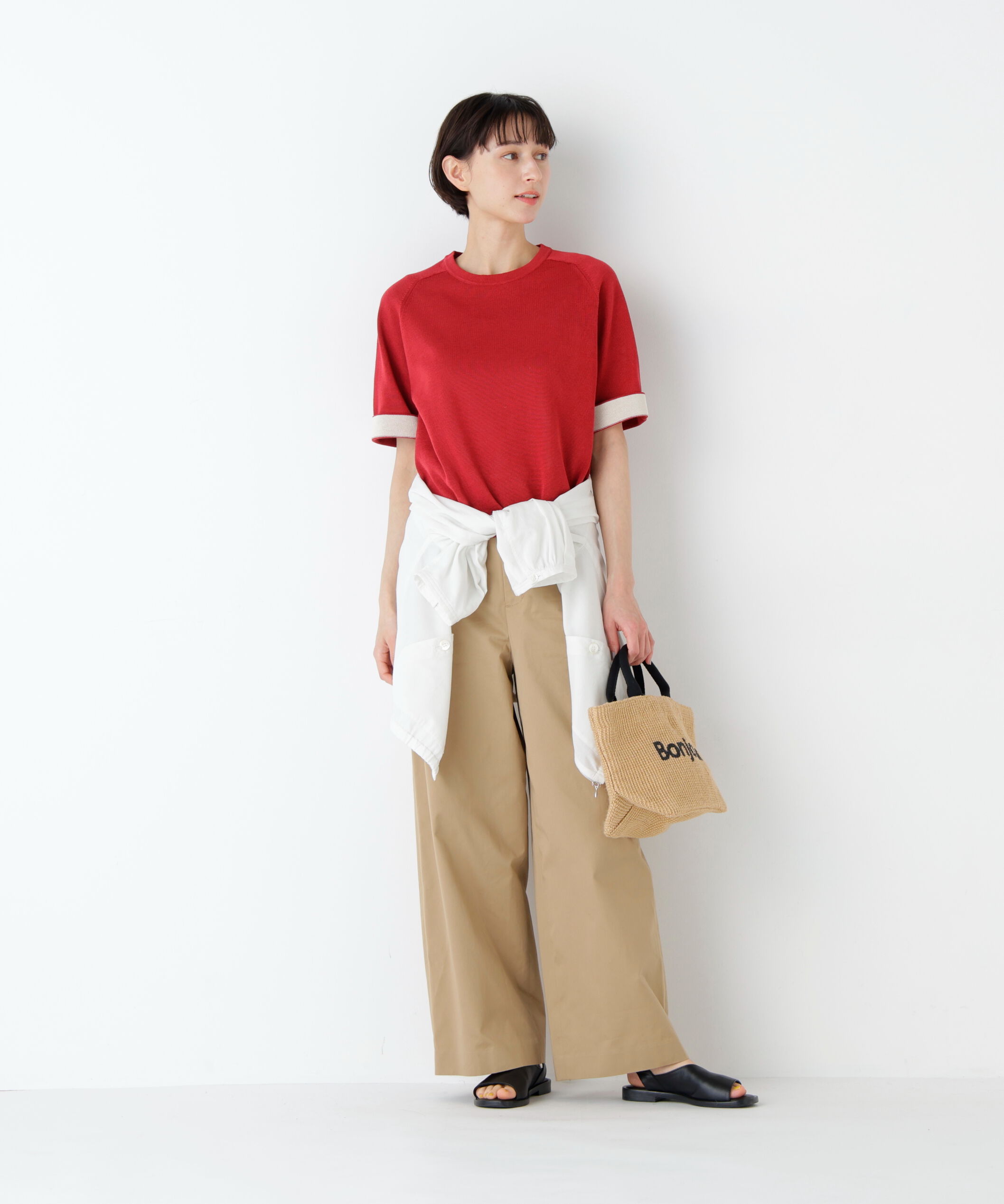  「ハイゲージギマ　クルーネックラグランプルオーバー」|ニット・セーター|