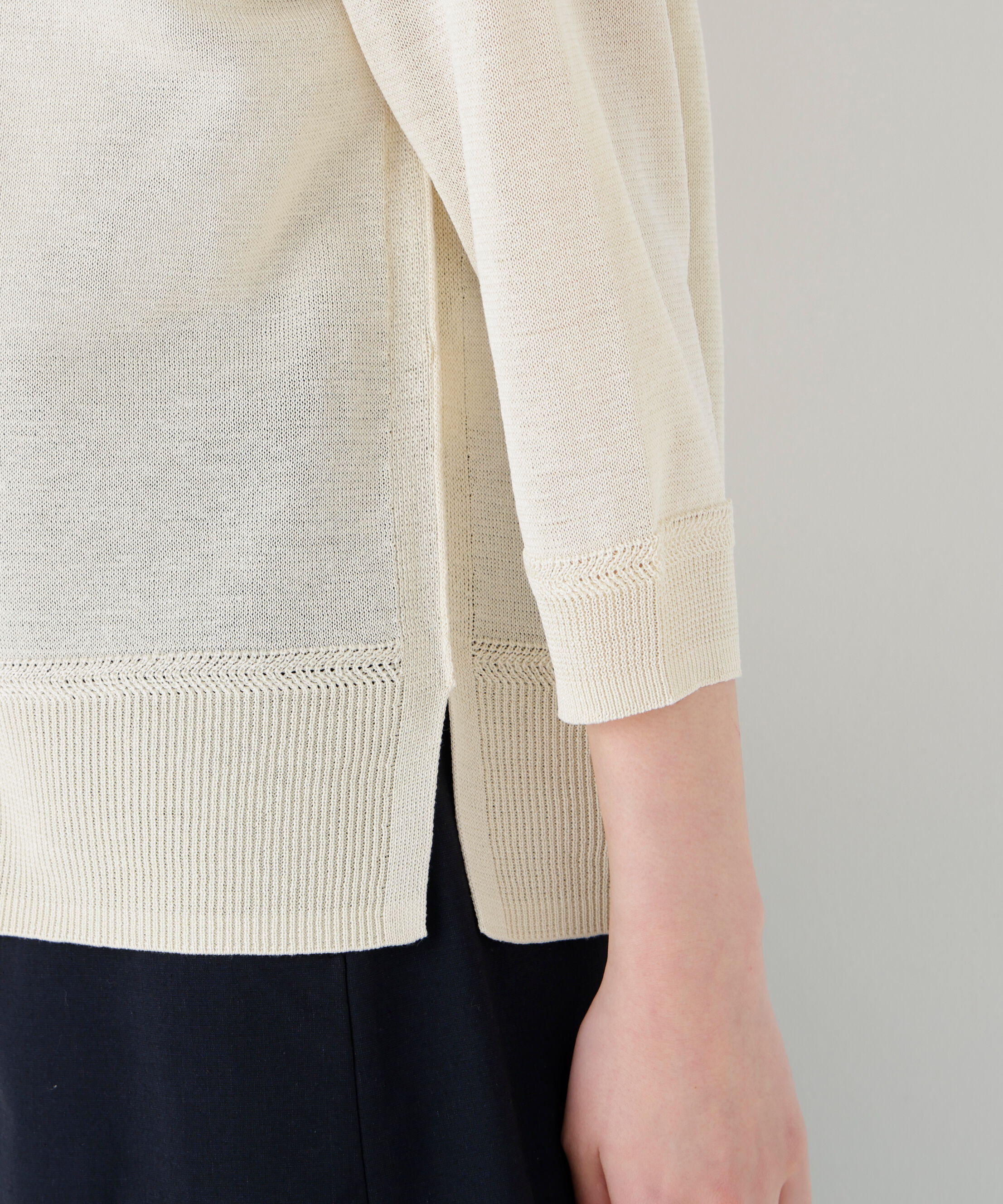  「ハイゲージギマ　ジップアップクルーカーディガン」|ニット・セーター|