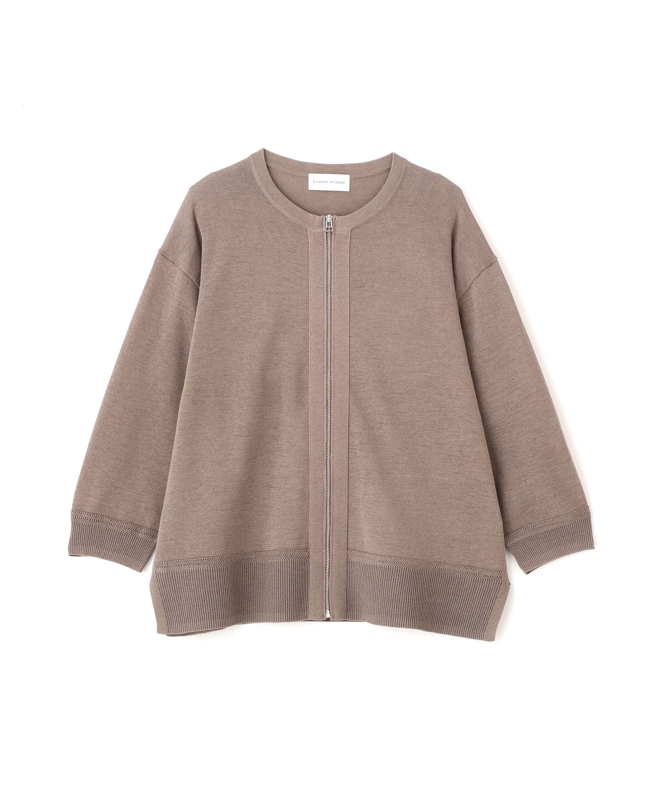  「ハイゲージギマ　ジップアップクルーカーディガン」|ニット・セーター|
