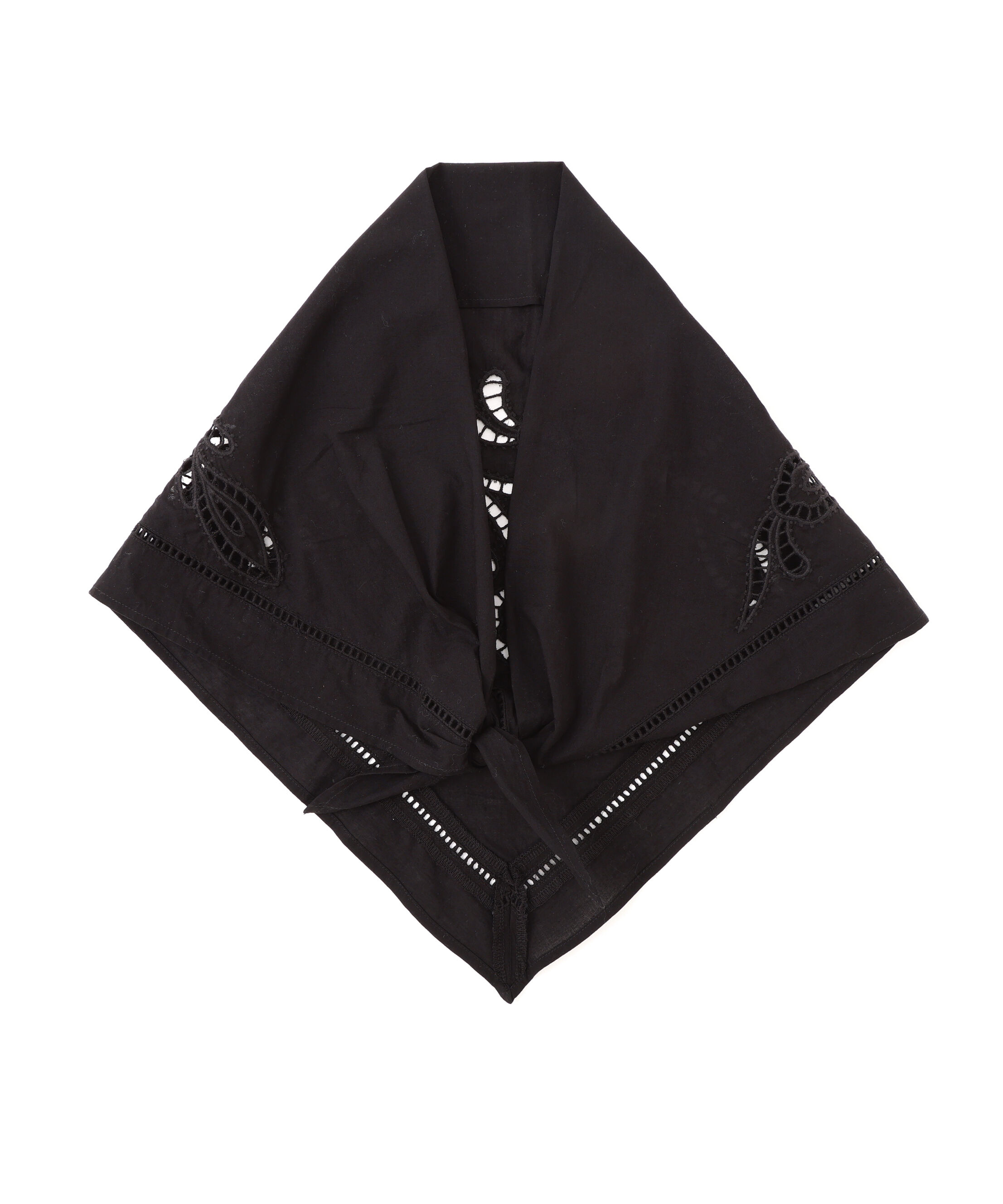  「カットワーク刺繍トライアングルスカーフ」|バンダナ・スカーフ|